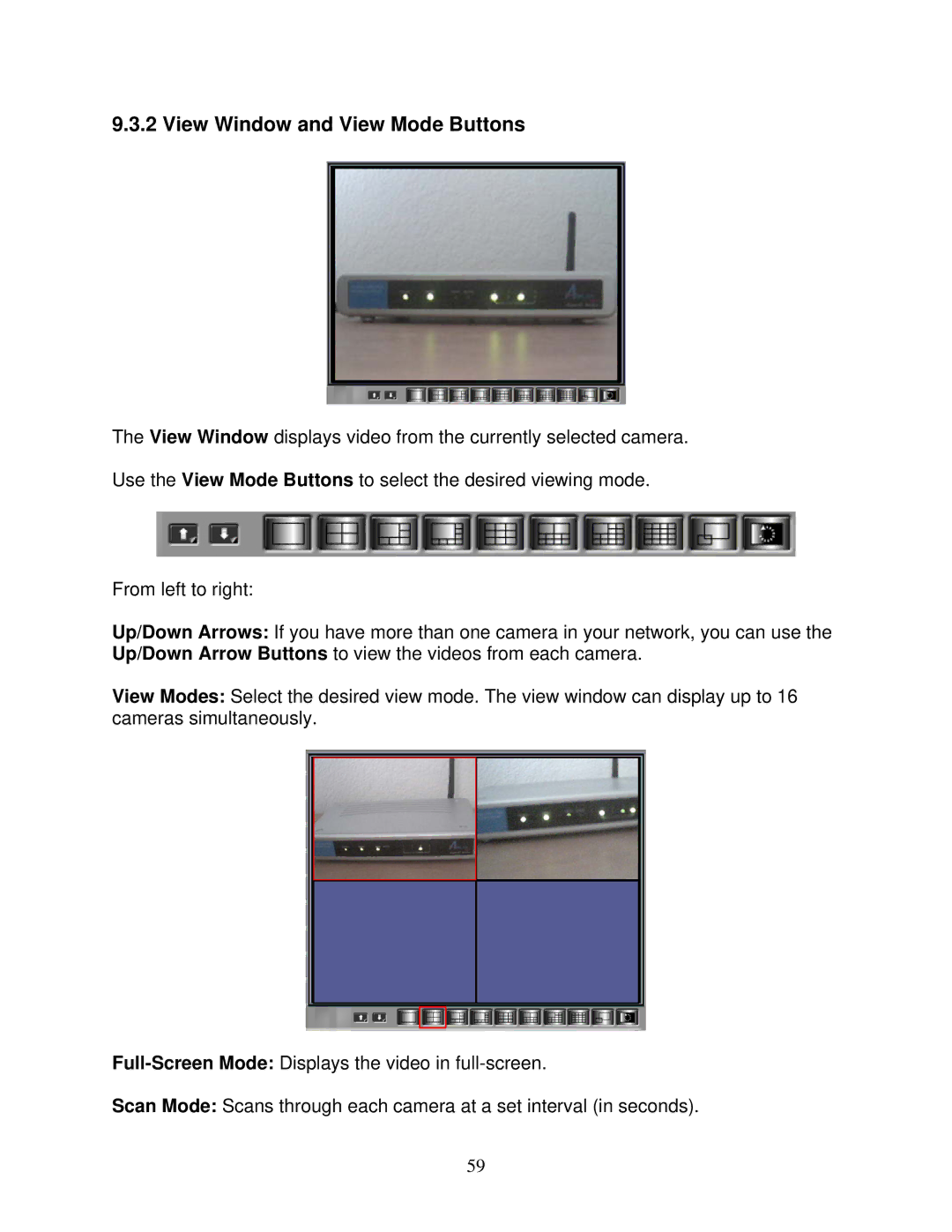 Airlink101 AICAP650 user manual View Window and View Mode Buttons 