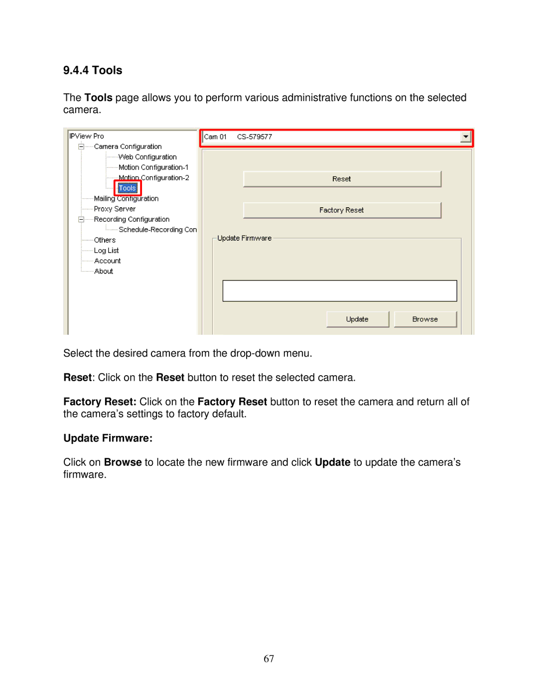 Airlink101 AICAP650 user manual Tools, Update Firmware 