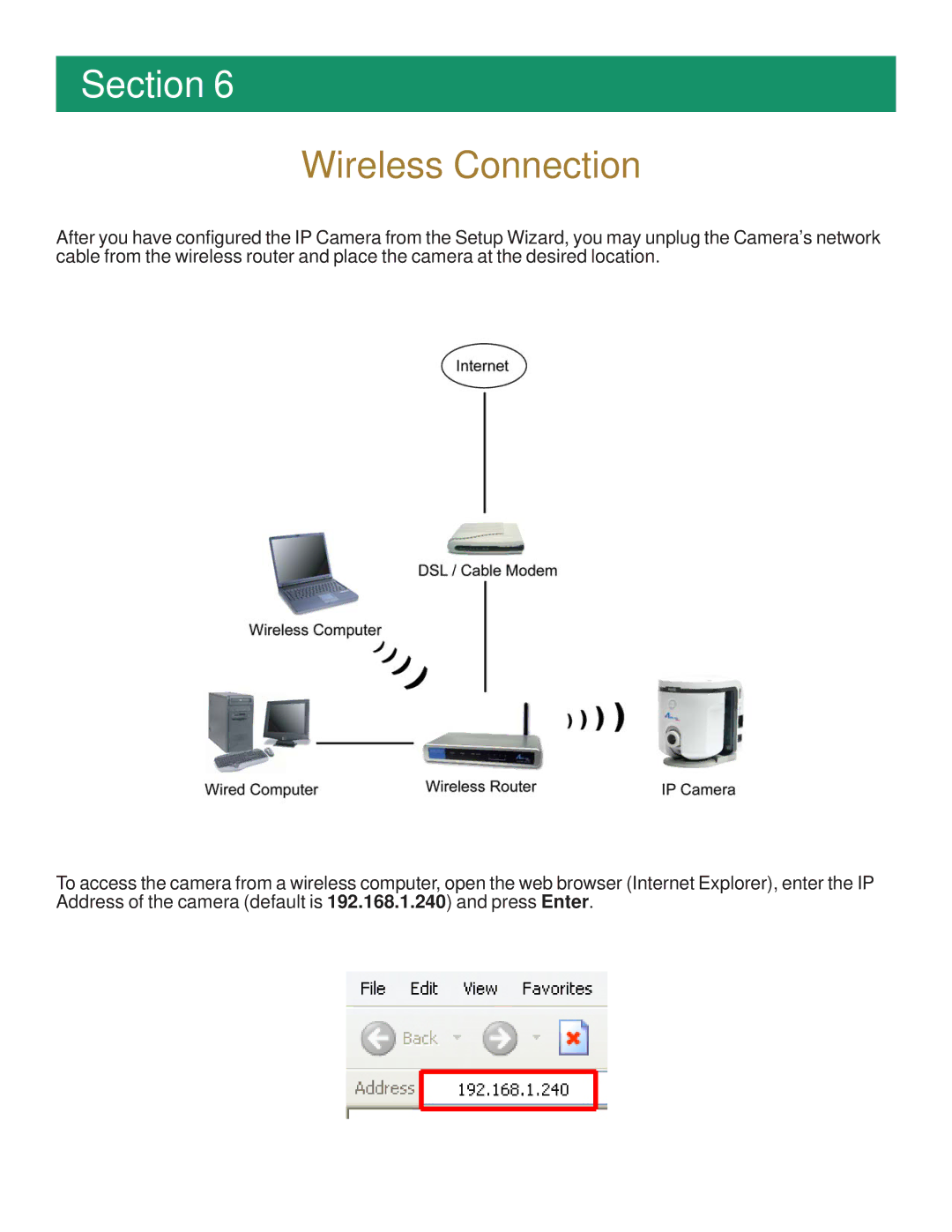 Airlink101 AICAP650W manual Wireless Connection 