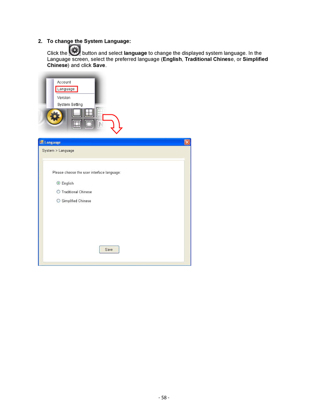 Airlink101 AICN1500W user manual To change the System Language 