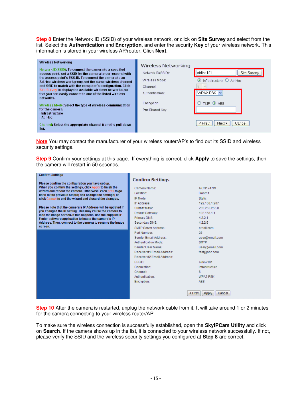 Airlink101 AICN1747W user manual 