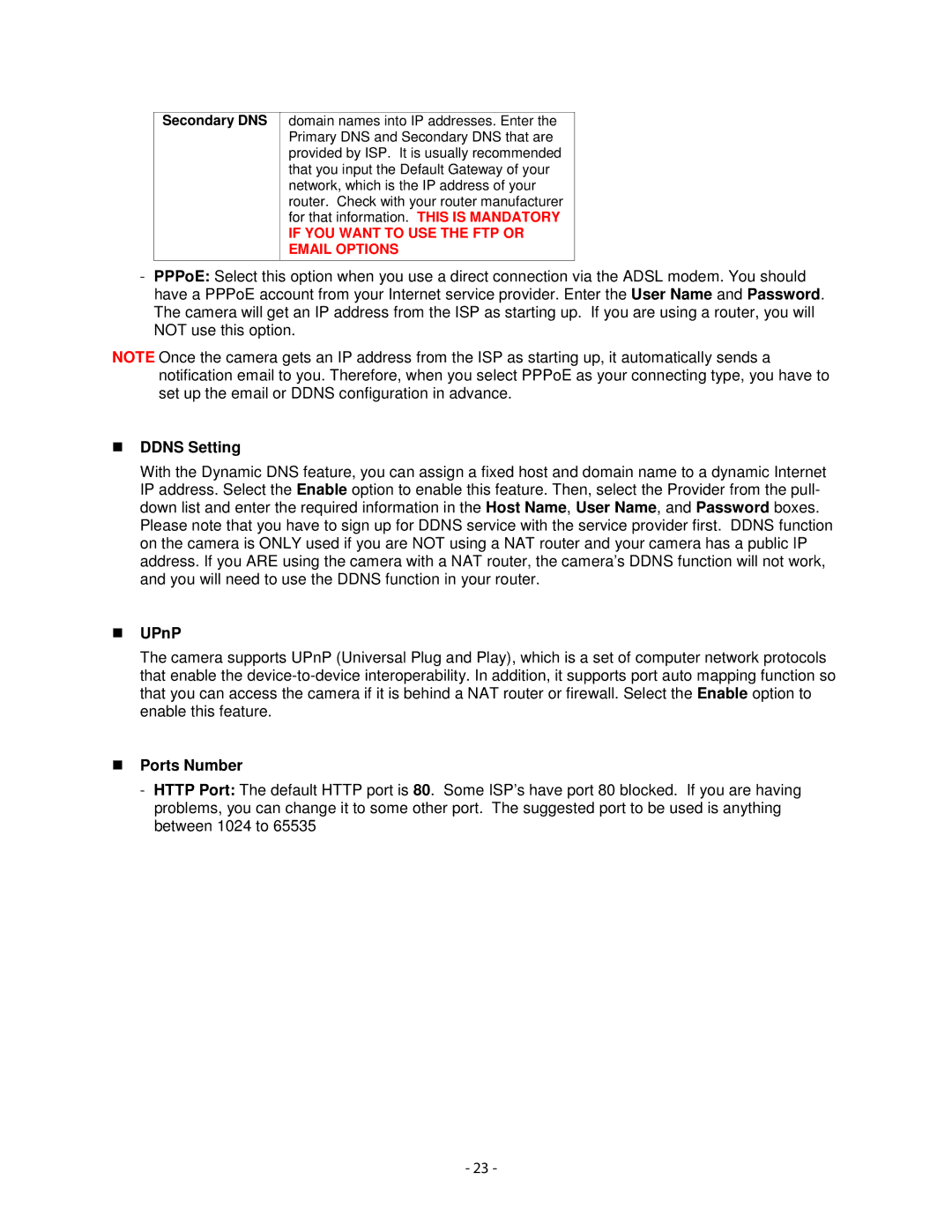 Airlink101 AICN1747W user manual Ddns Setting, UPnP, Ports Number 