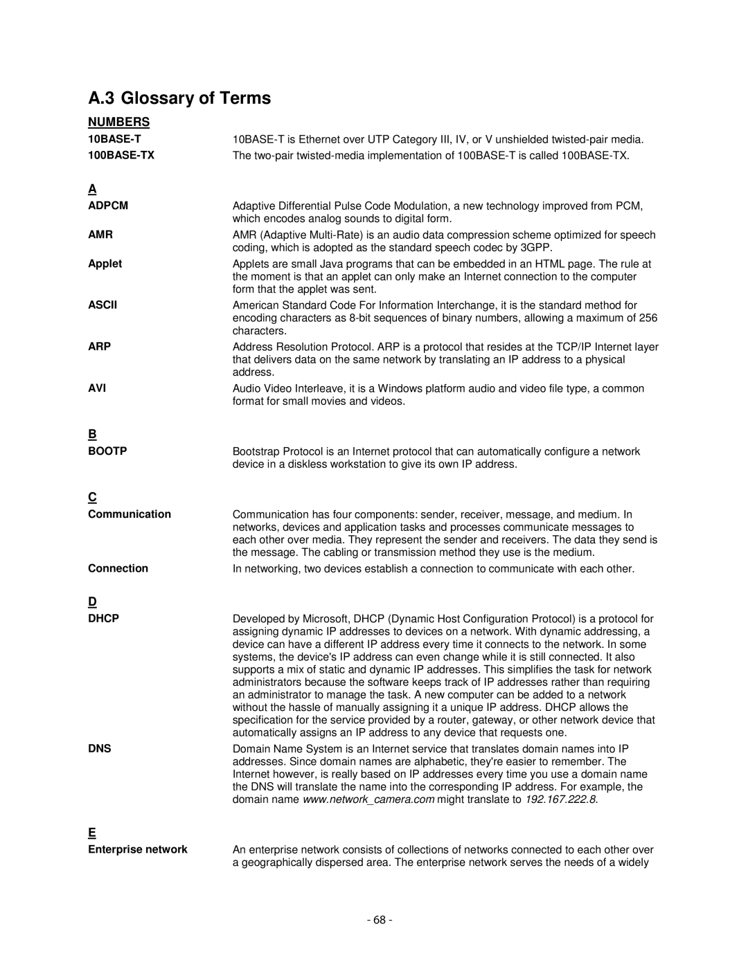 Airlink101 AICN1747W user manual Glossary of Terms, Numbers 