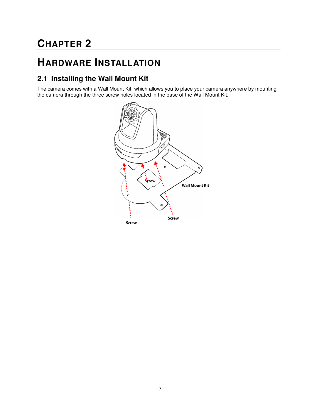 Airlink101 AICN1747W user manual Chapter Hardware Installation, Installing the Wall Mount Kit 