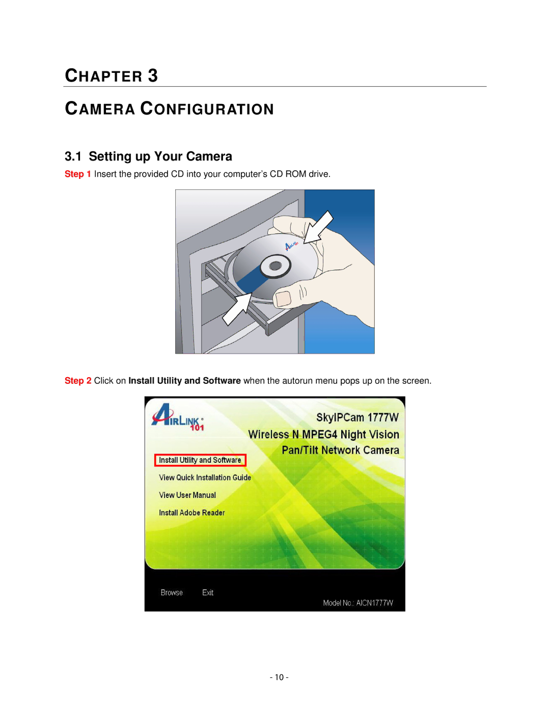 Airlink101 AICN1777W user manual Chapter Camera Configuration, Setting up Your Camera 