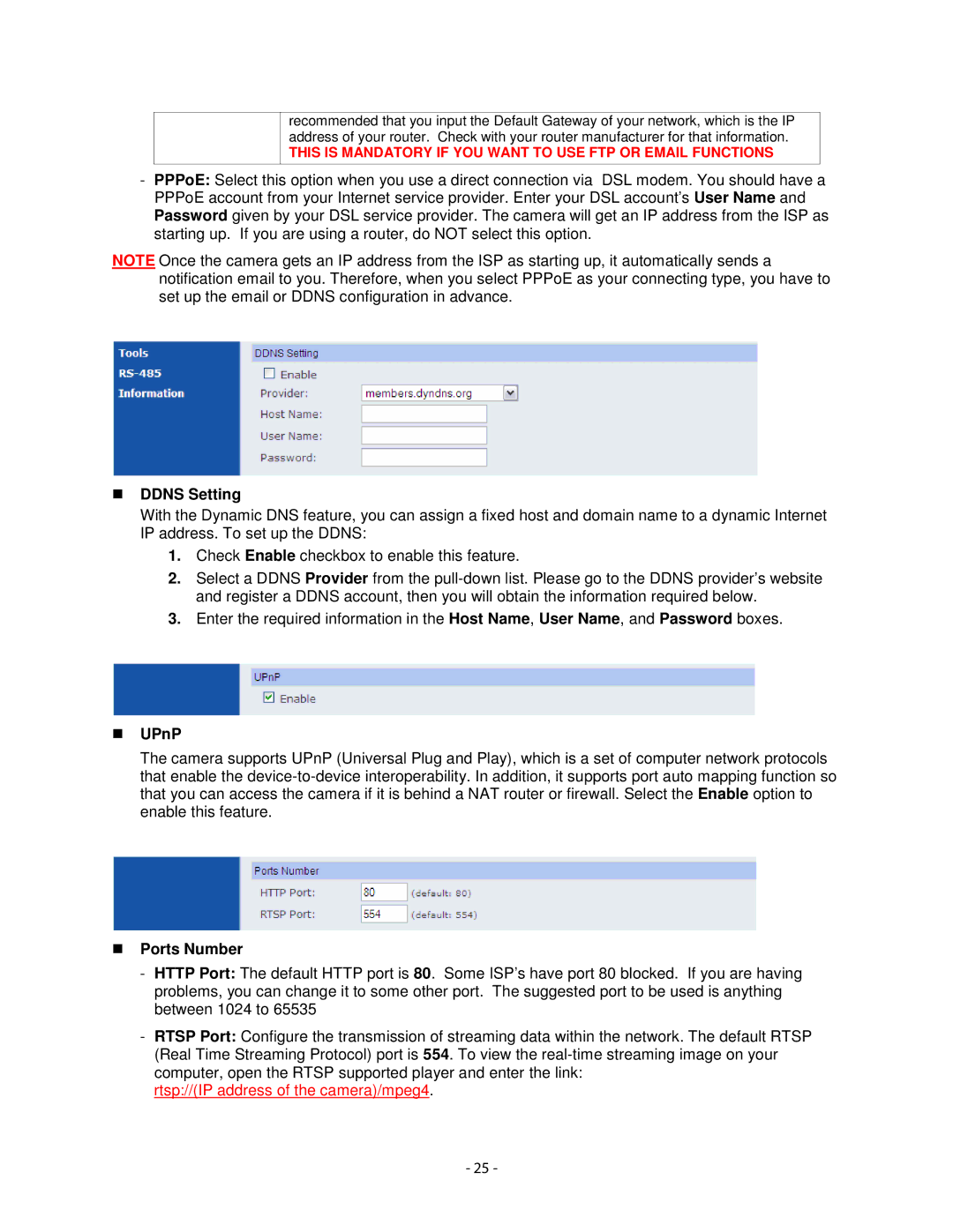 Airlink101 AICN1777W user manual Ddns Setting, UPnP, Ports Number 