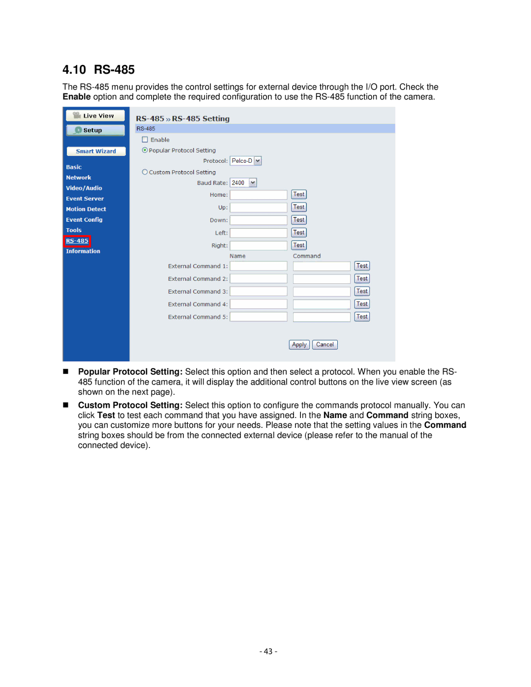 Airlink101 AICN1777W user manual 10 RS-485 