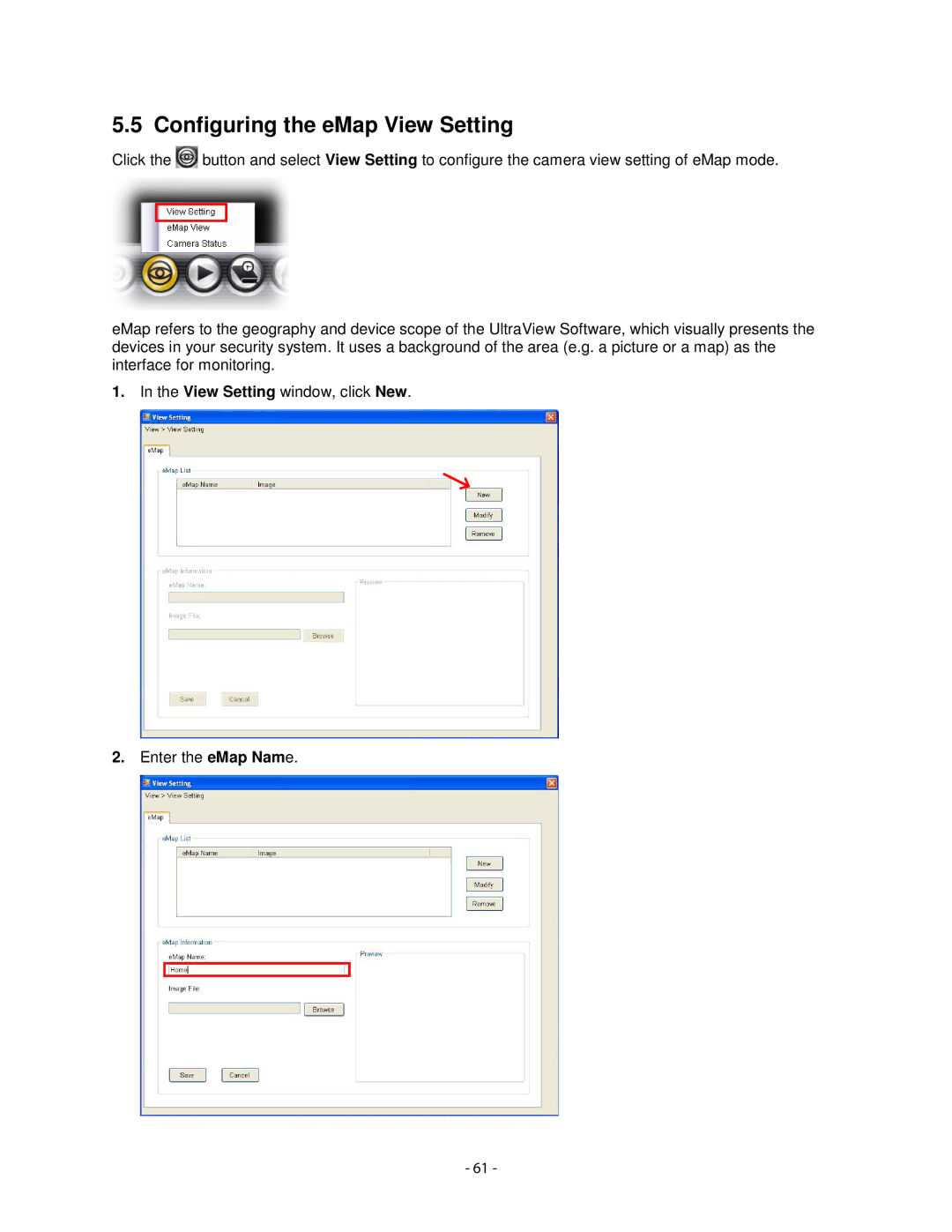 Airlink101 AICN1777W user manual Configuring the eMap View Setting 