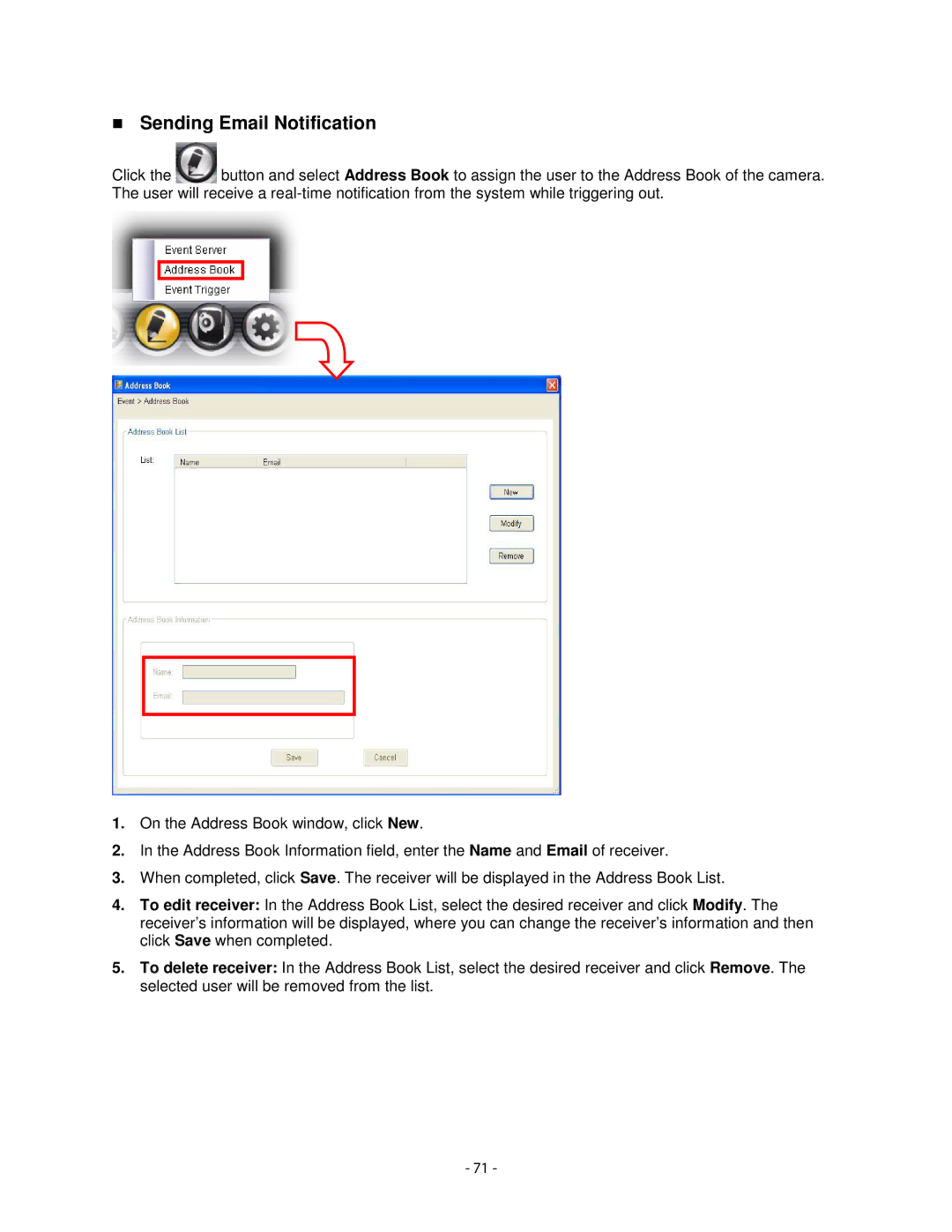 Airlink101 AICN1777W user manual Sending Email Notification 