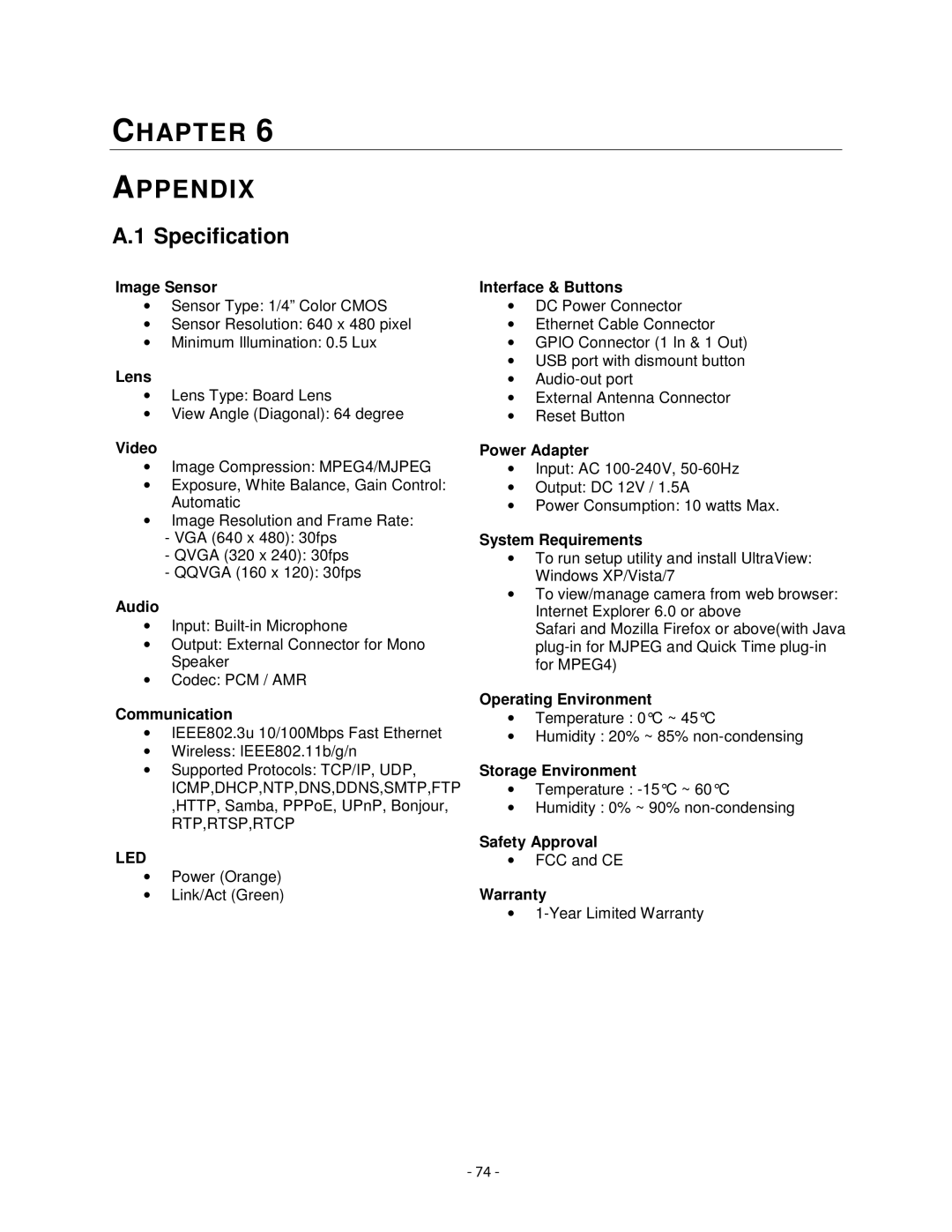 Airlink101 AICN1777W user manual Specification 