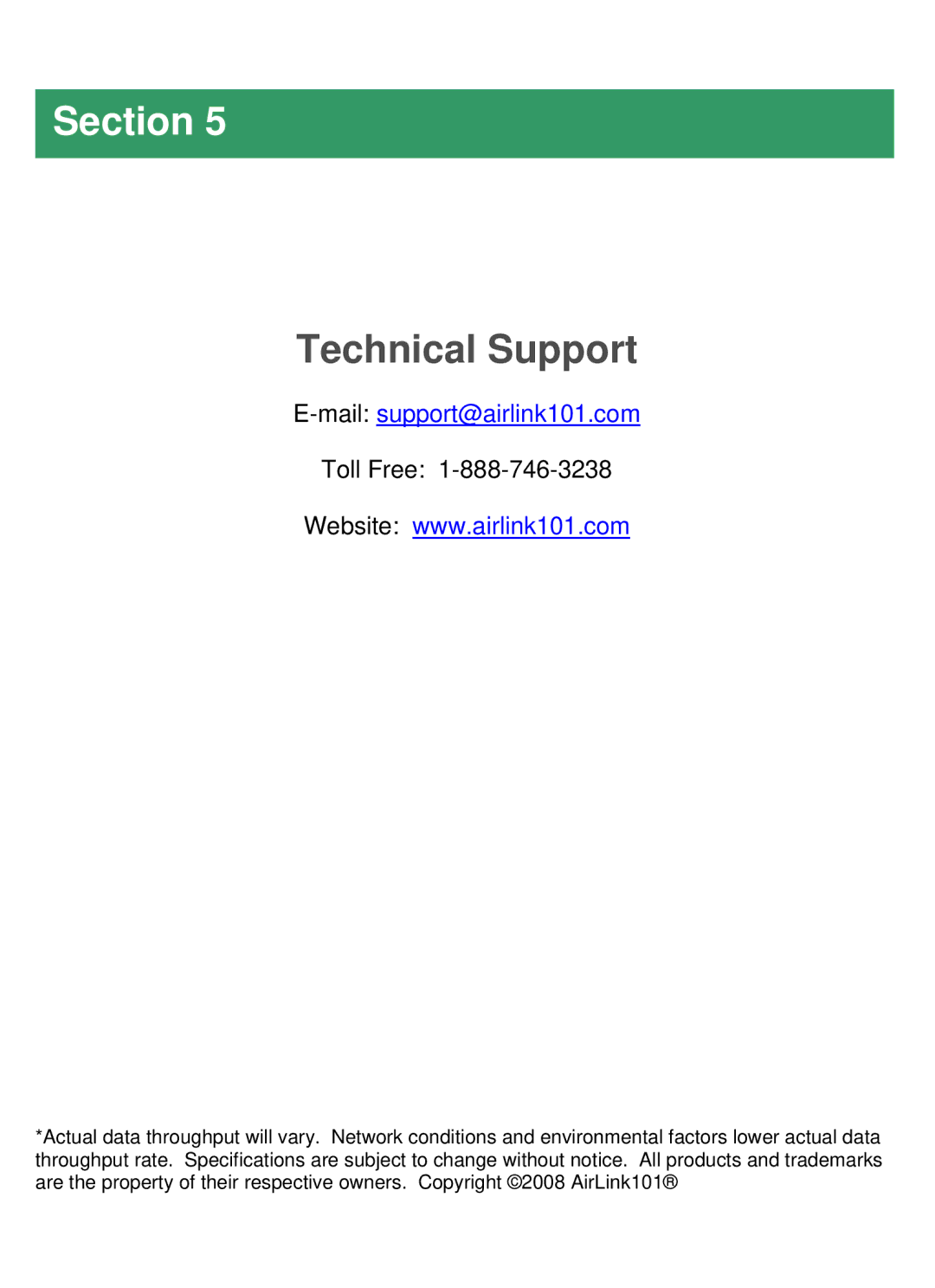 Airlink101 AICN500 manual Technical Support, Mailsupport@airlink101.com 