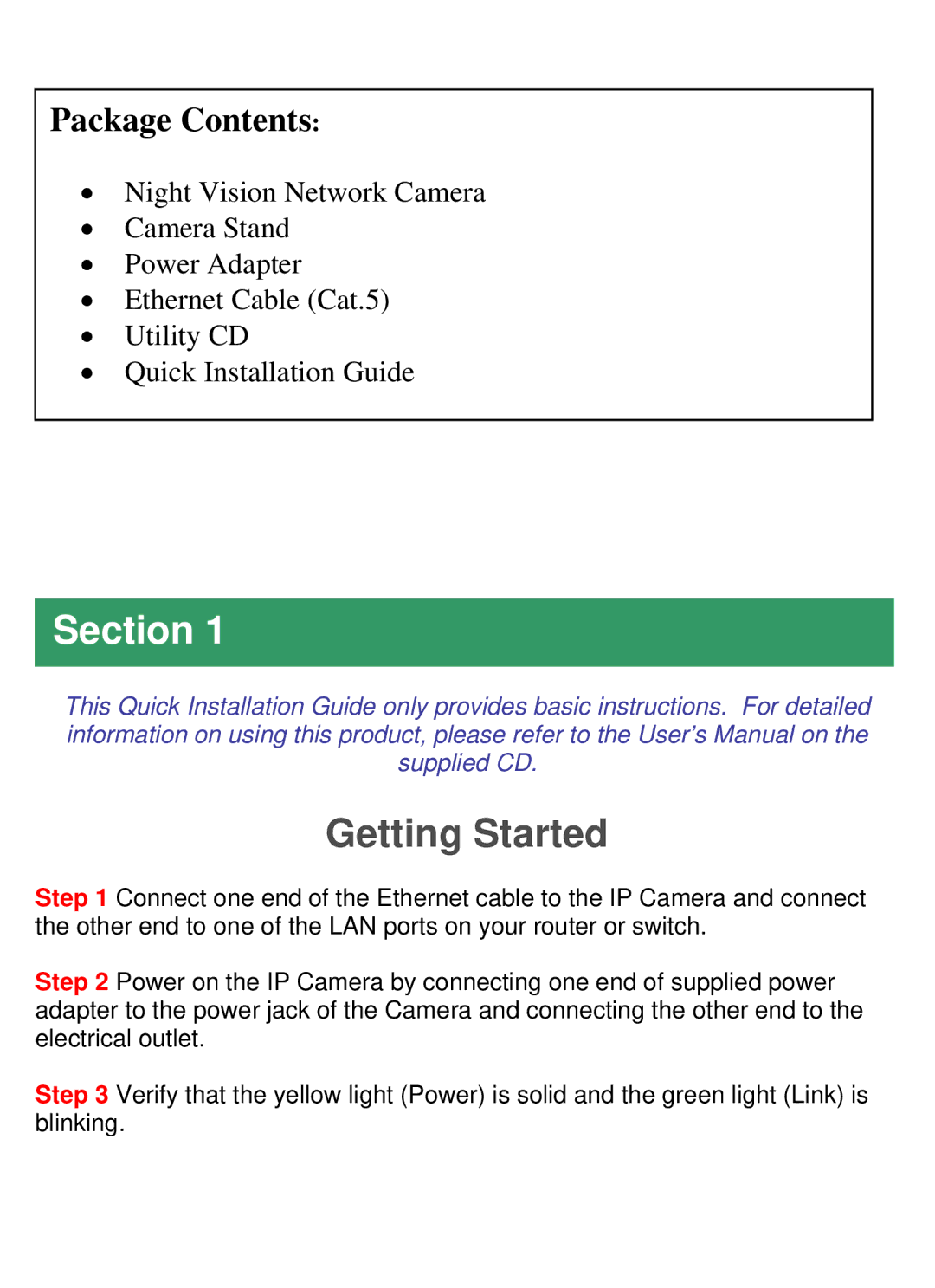 Airlink101 AICN500 manual Getting Started, Package Contents 