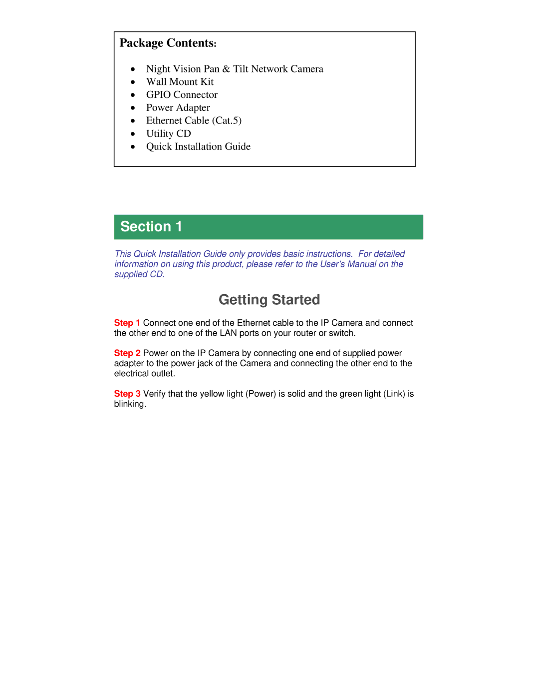 Airlink101 AICN747 manual Getting Started, Package Contents 