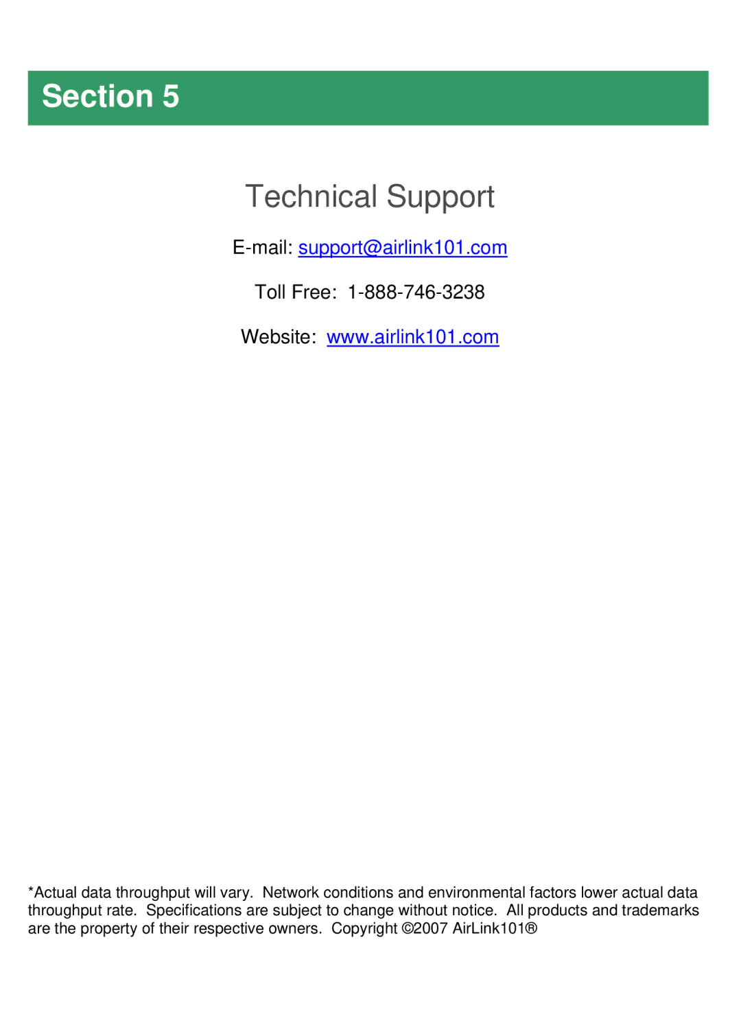 Airlink101 AICP310 manual Technical Support, Mailsupport@airlink101.com 