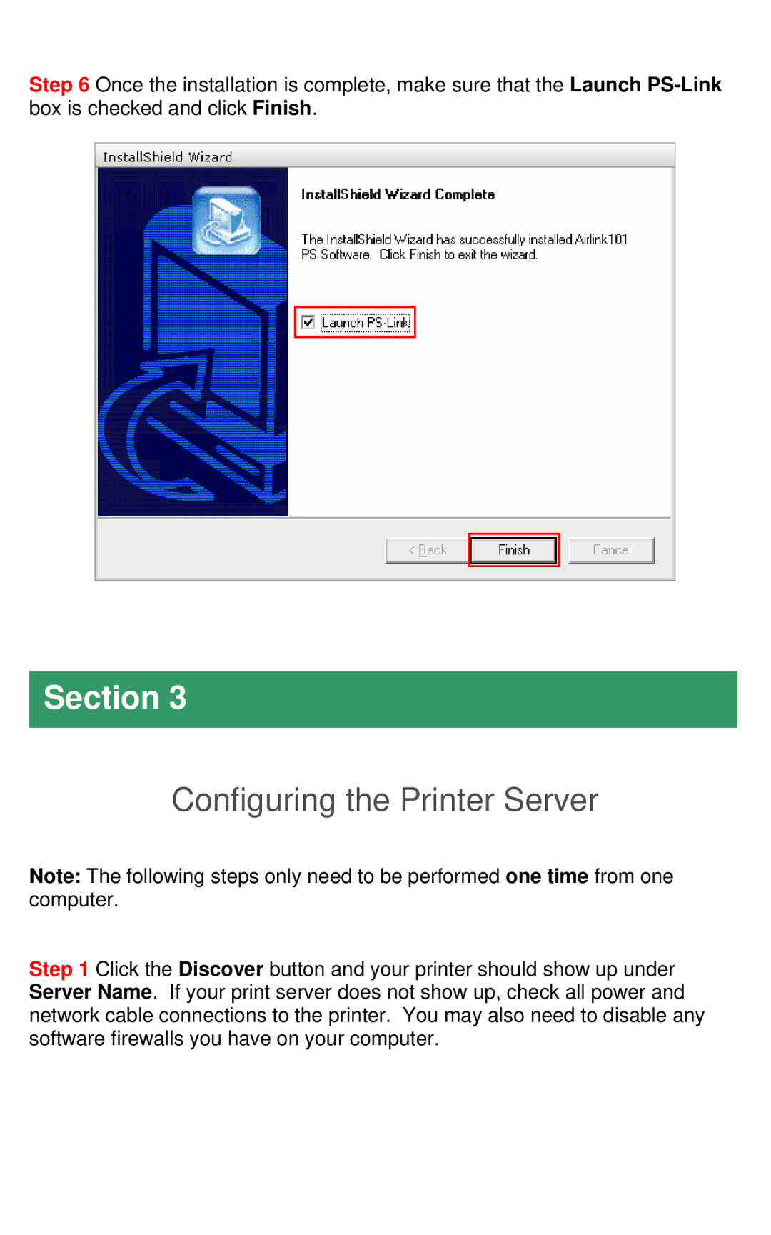 Airlink101 AMPS230 user manual Configuring the Printer Server 