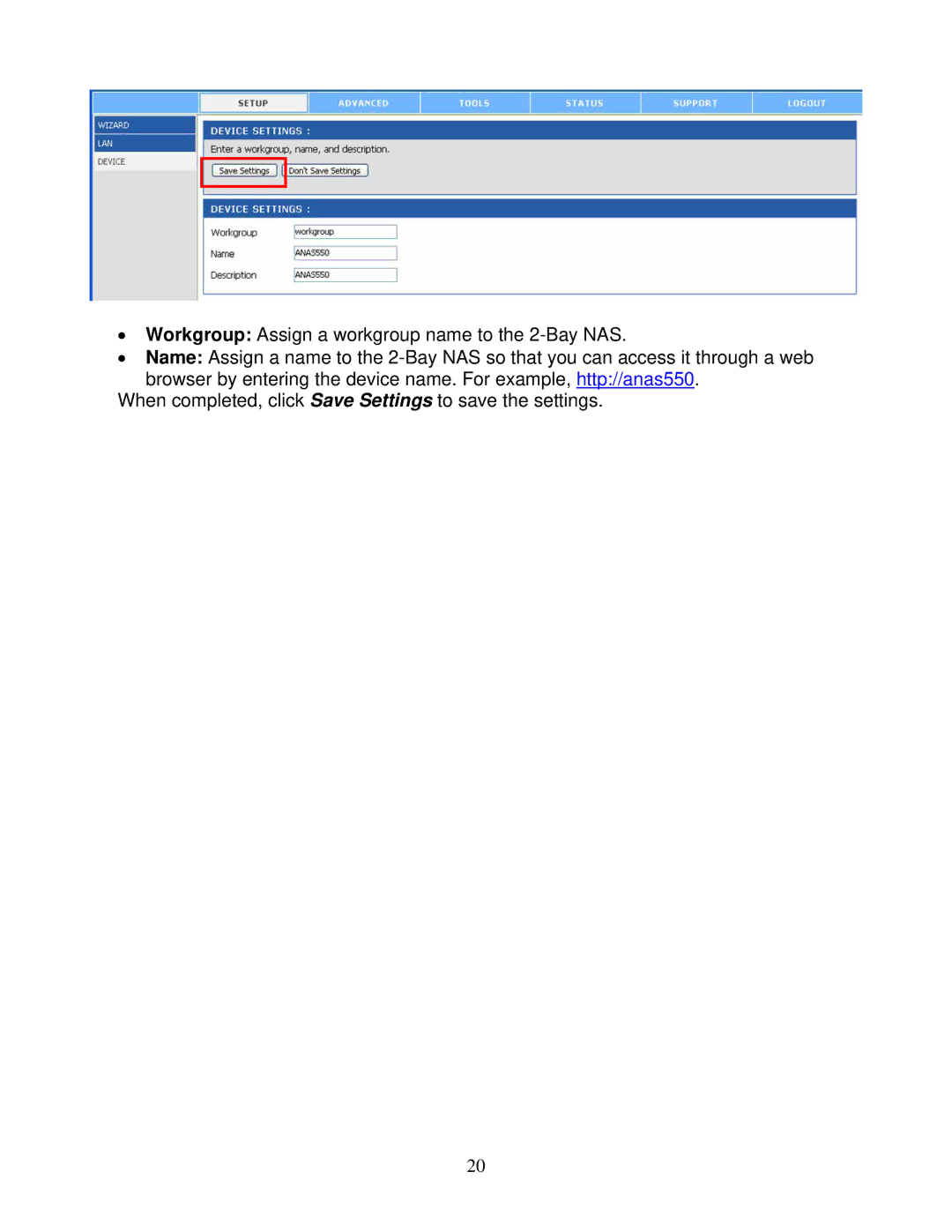 Airlink101 ANAS550 user manual 