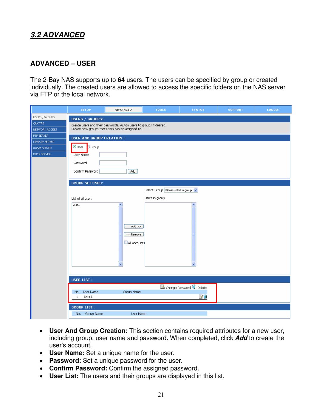 Airlink101 ANAS550 user manual Advanced User 