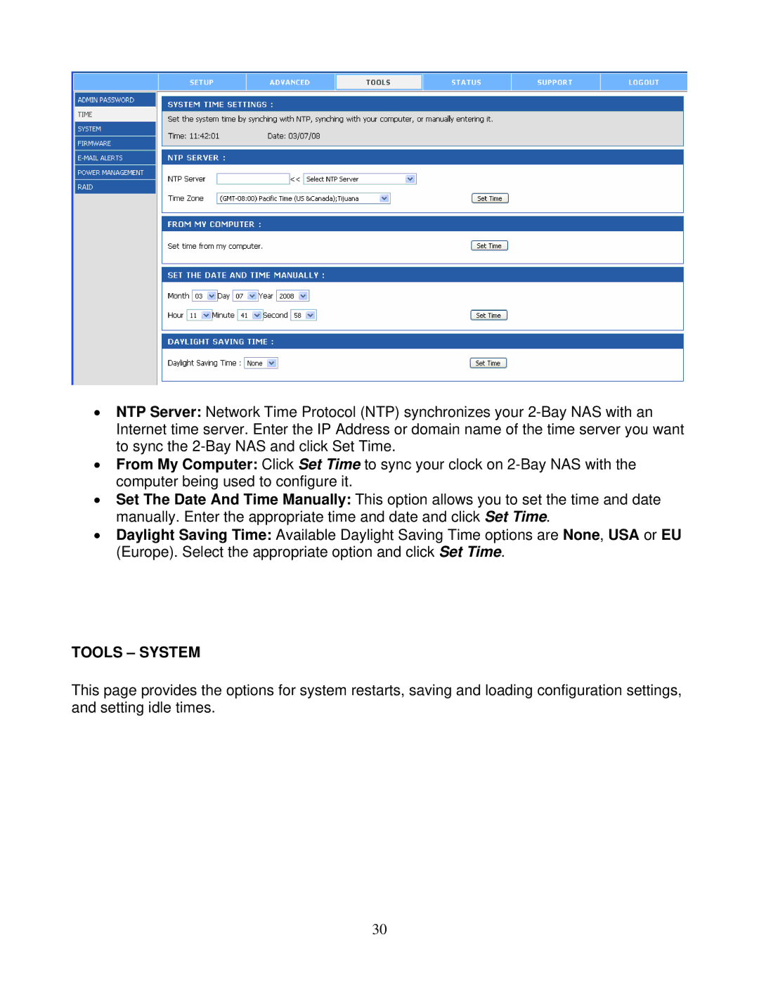 Airlink101 ANAS550 user manual Tools System 