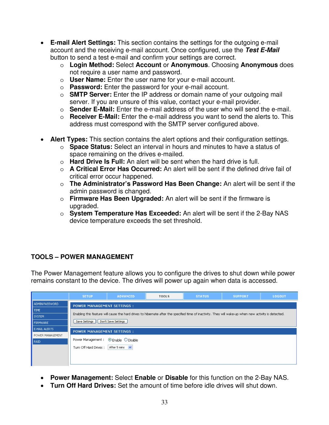 Airlink101 ANAS550 user manual Tools Power Management 