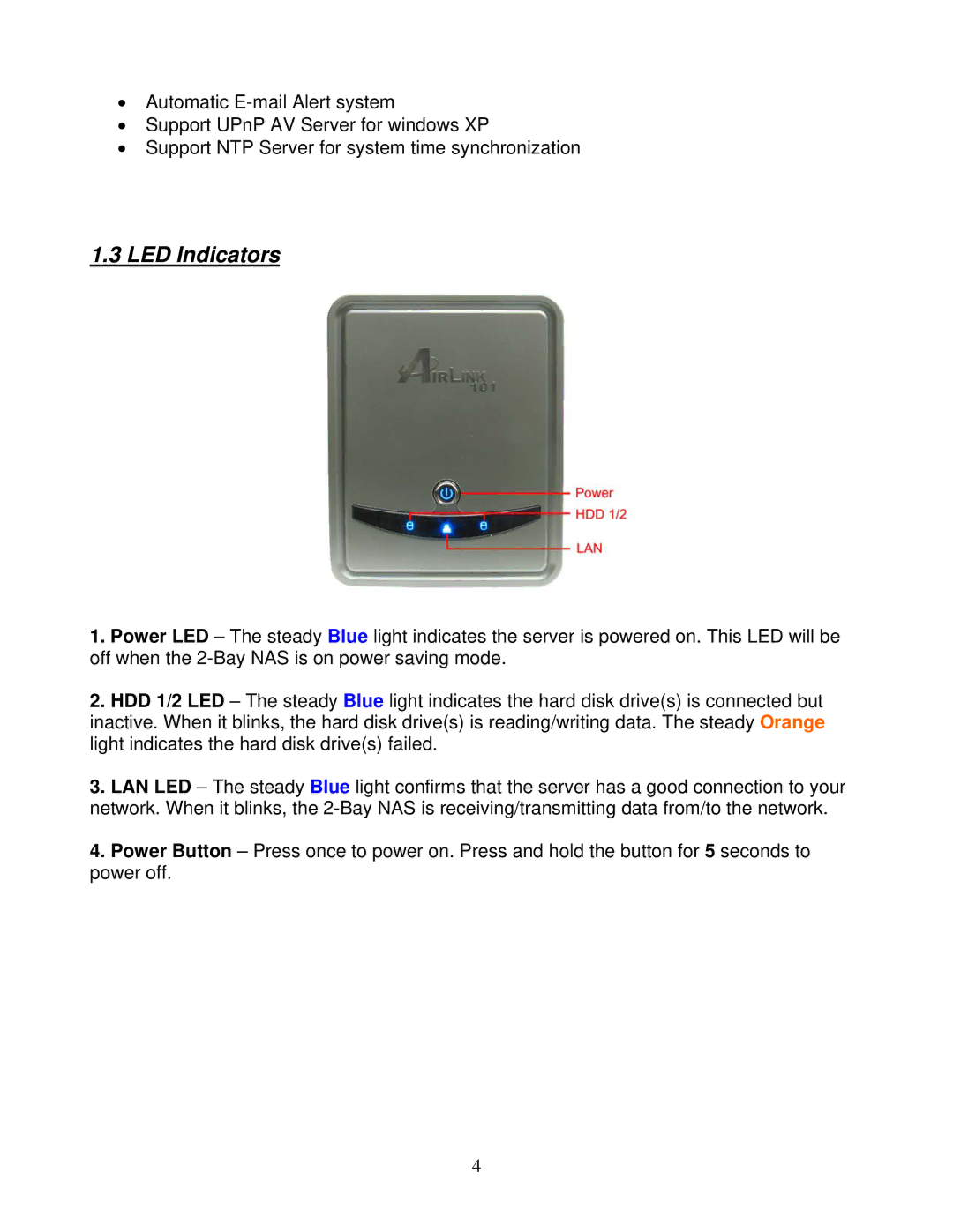 Airlink101 ANAS550 user manual LED Indicators 