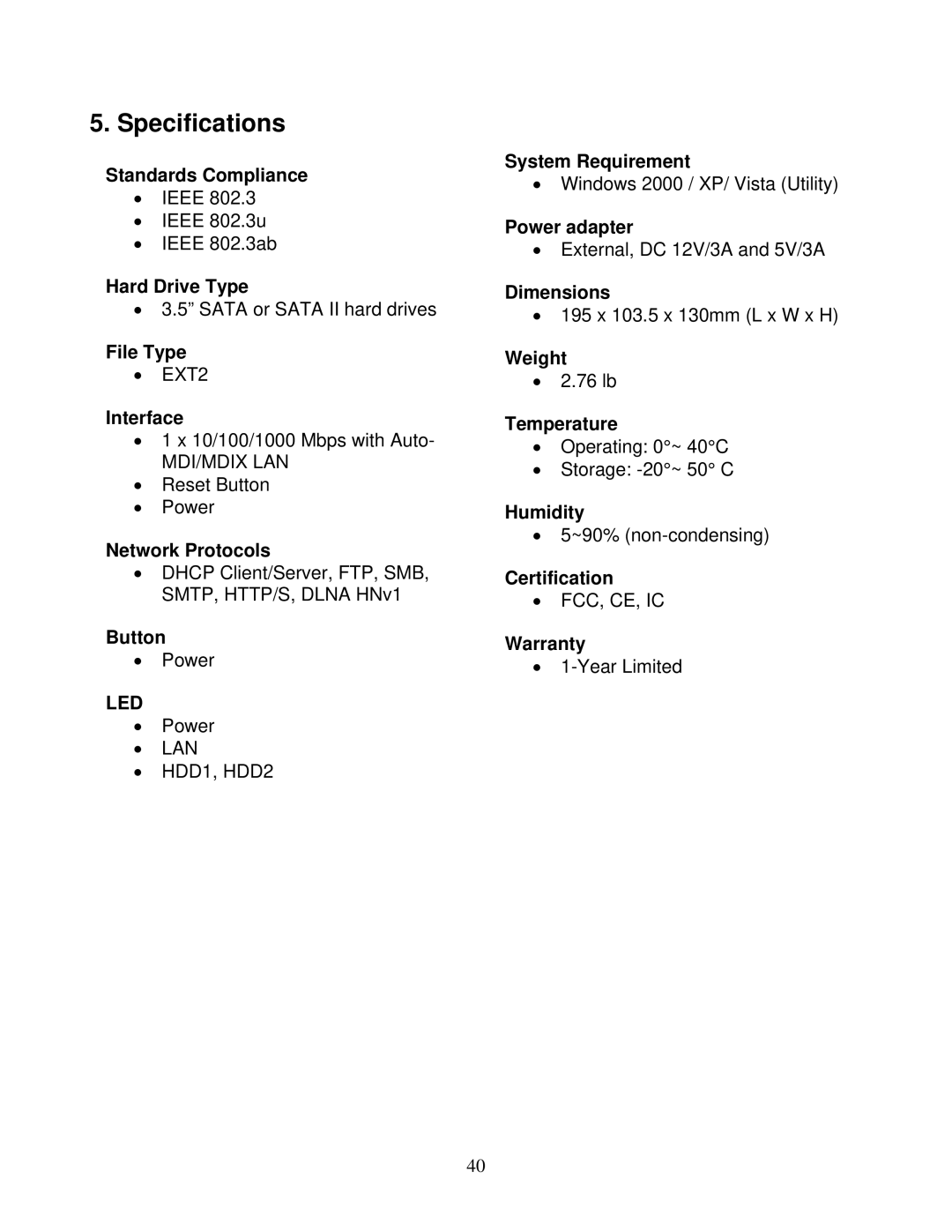 Airlink101 ANAS550 user manual Specifications, Led 