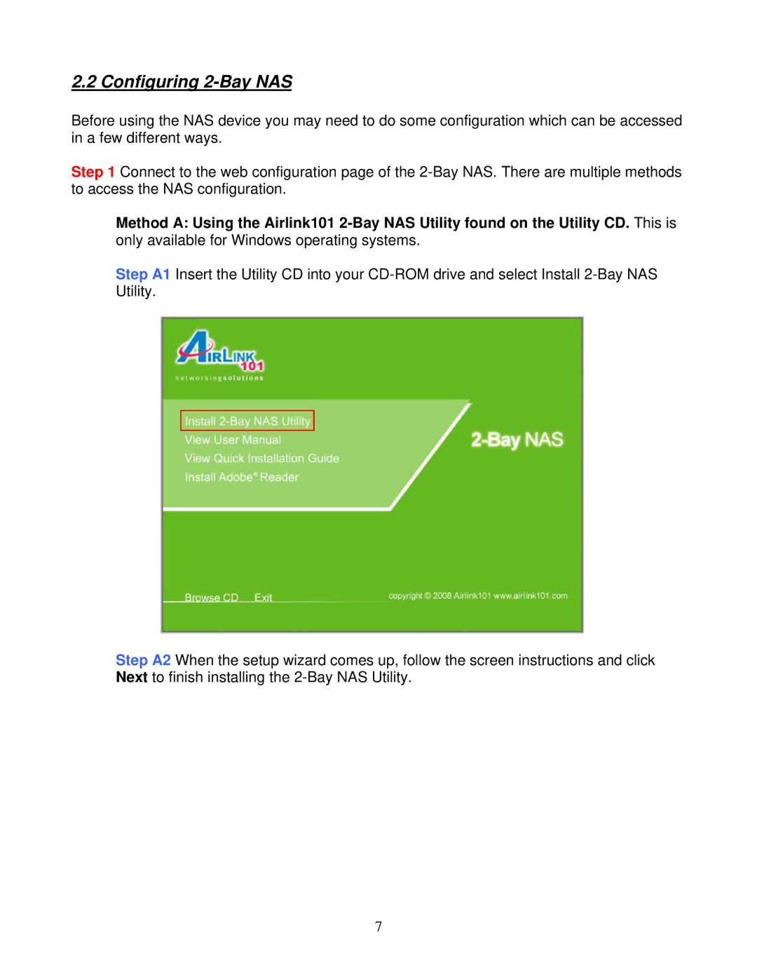 Airlink101 ANAS550 user manual Configuring 2-Bay NAS 