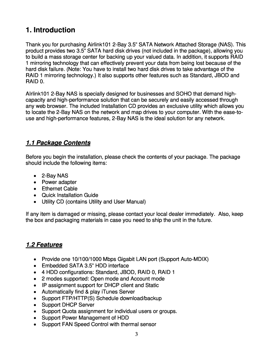 Airlink101 ANAS550 user manual Introduction, Package Contents, Features 