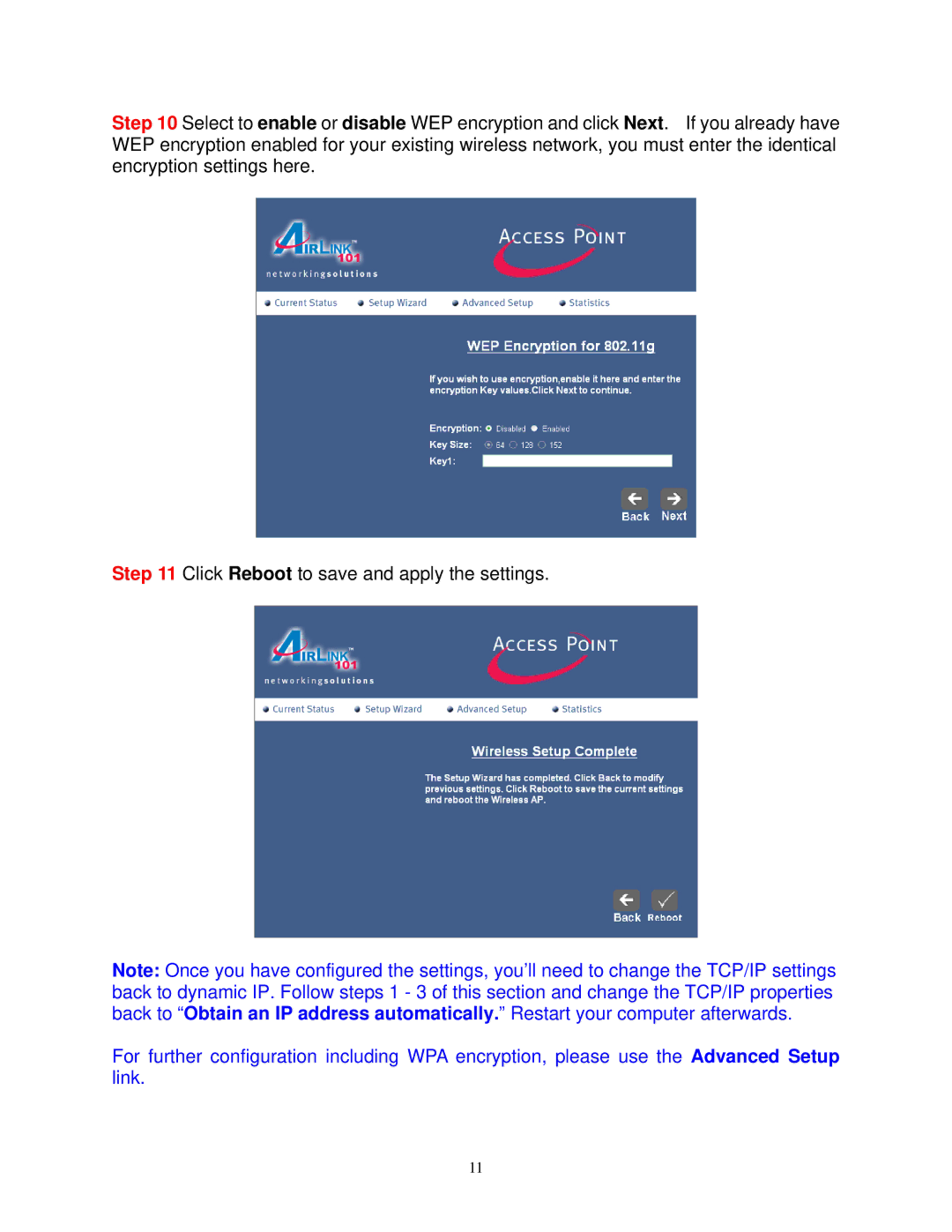 Airlink101 AP411W user manual 