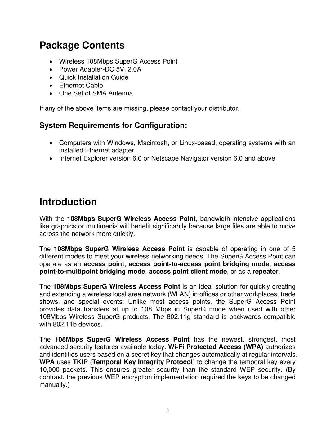 Airlink101 AP411W user manual Package Contents, Introduction 