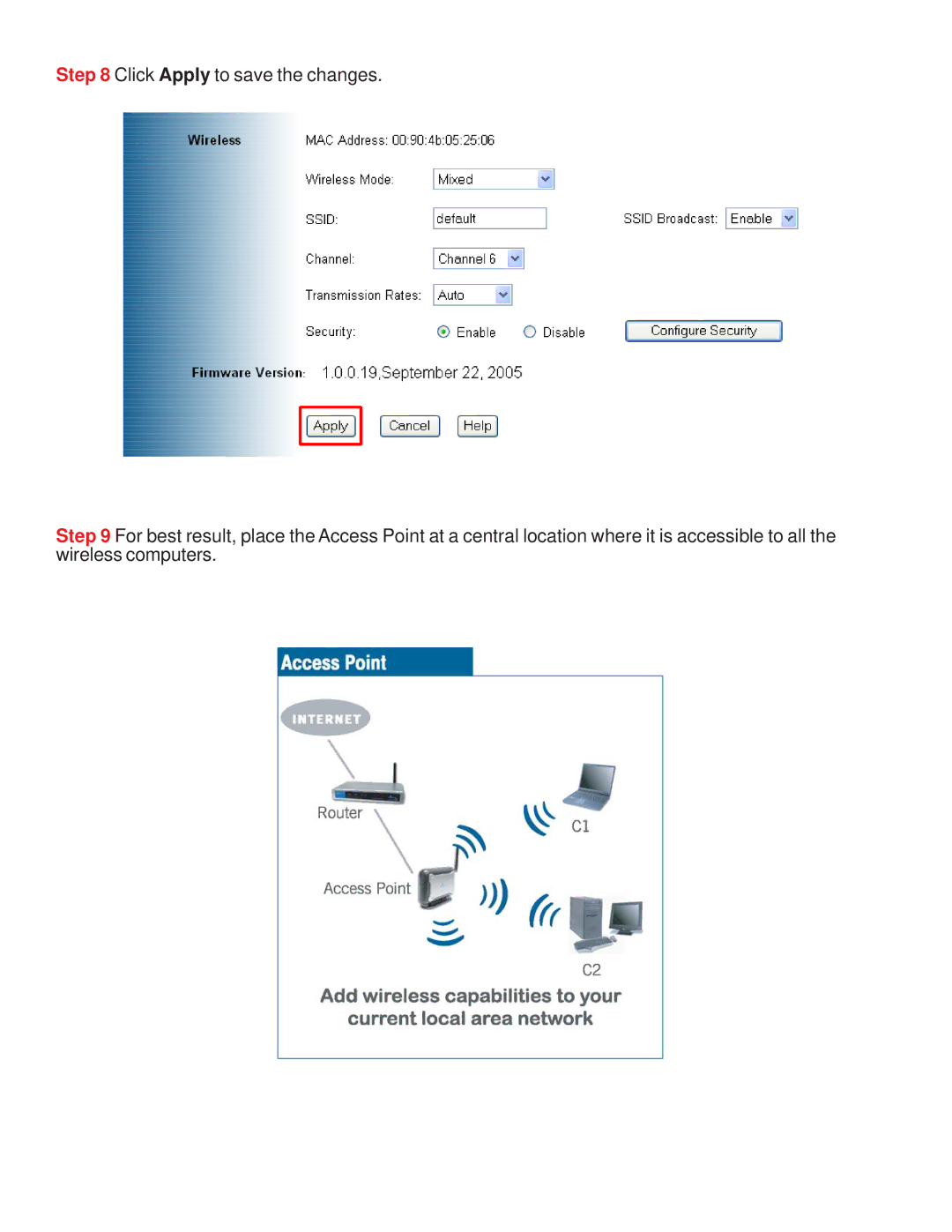 Airlink101 AP421W manual 