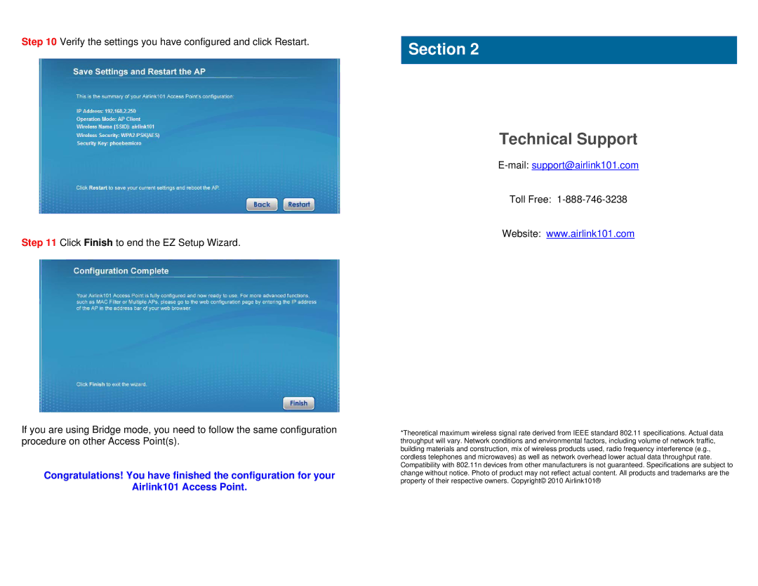 Airlink101 AP671W user manual Technical Support, Mailsupport@airlink101.com 