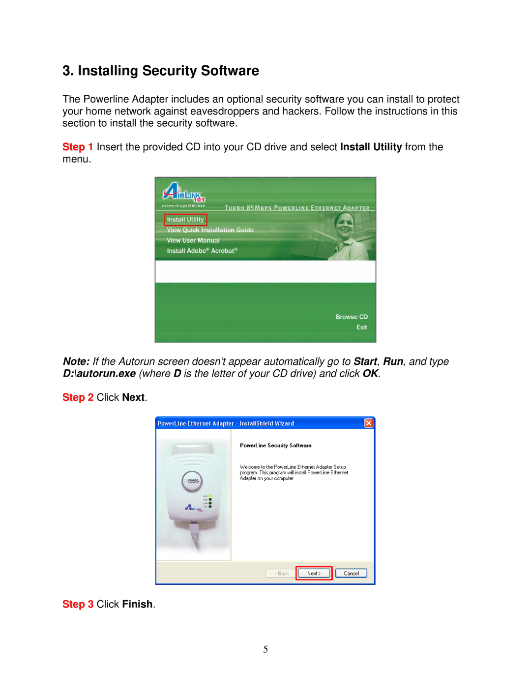 Airlink101 APL8511 user manual Installing Security Software 