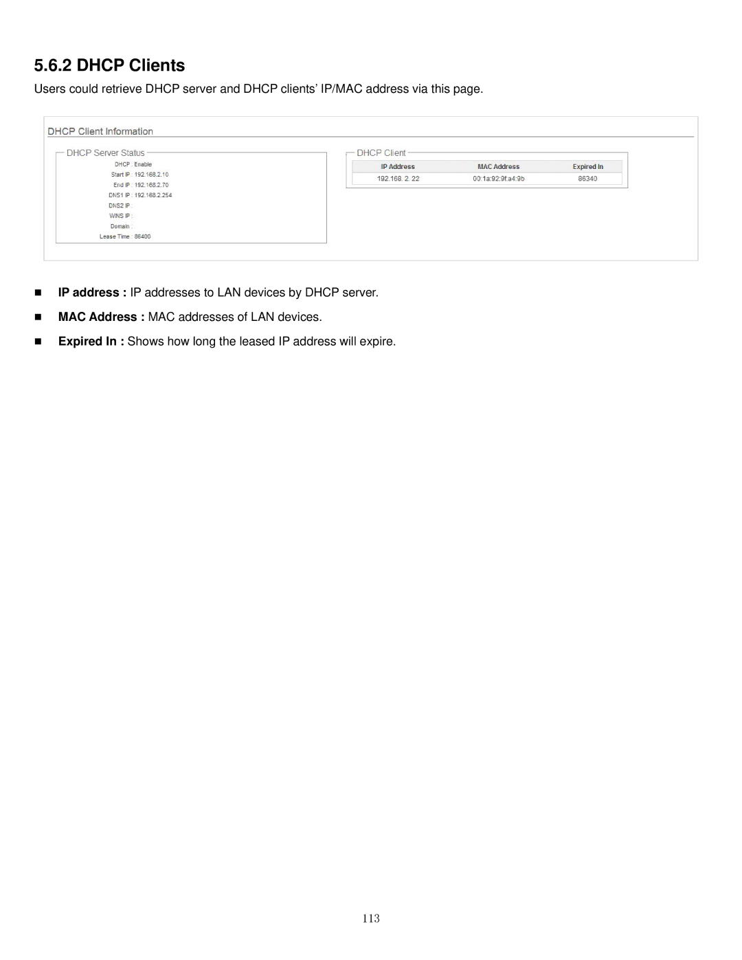 Airlink101 APO1010, APO1000 manual Dhcp Clients, 113 