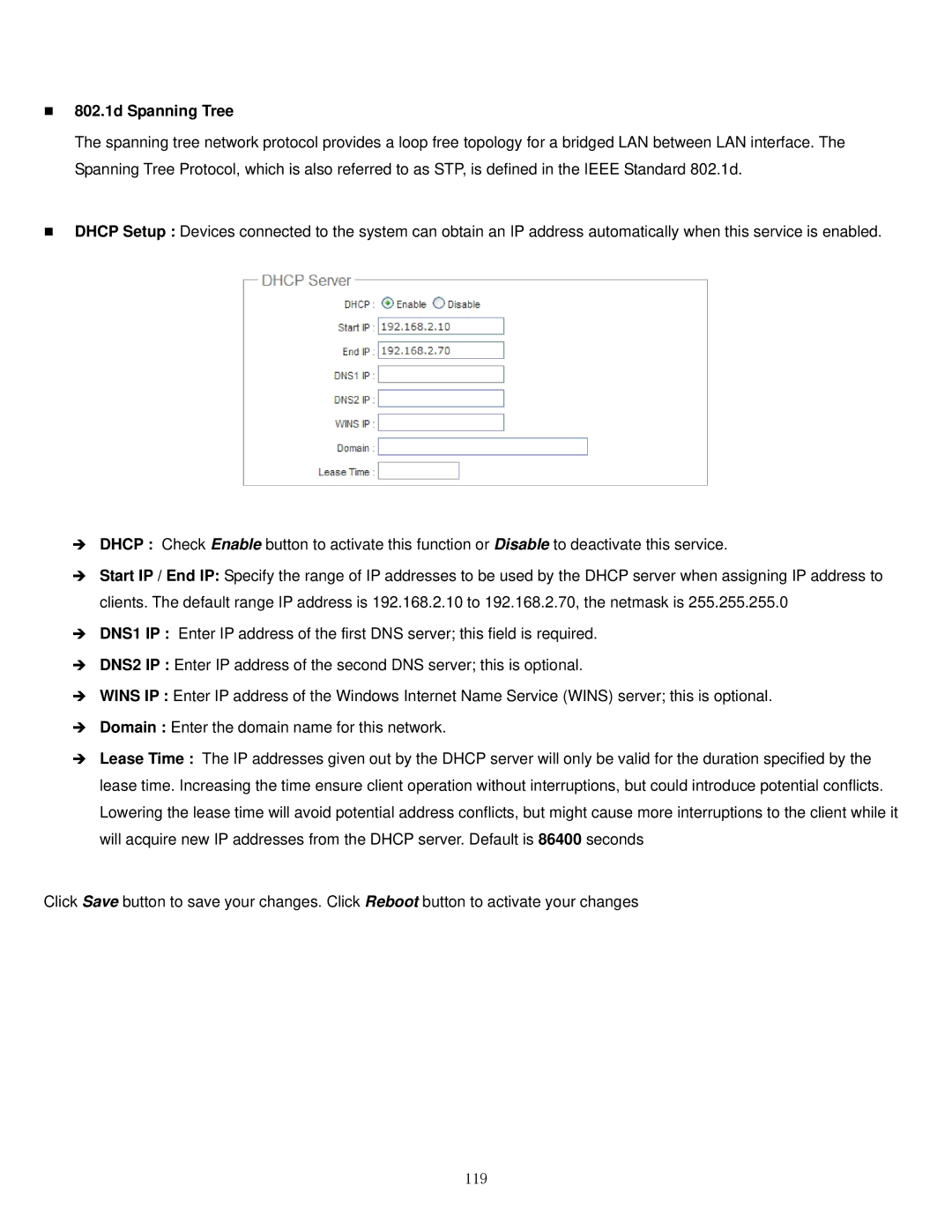 Airlink101 APO1010, APO1000 manual „ 802.1d Spanning Tree, 119 