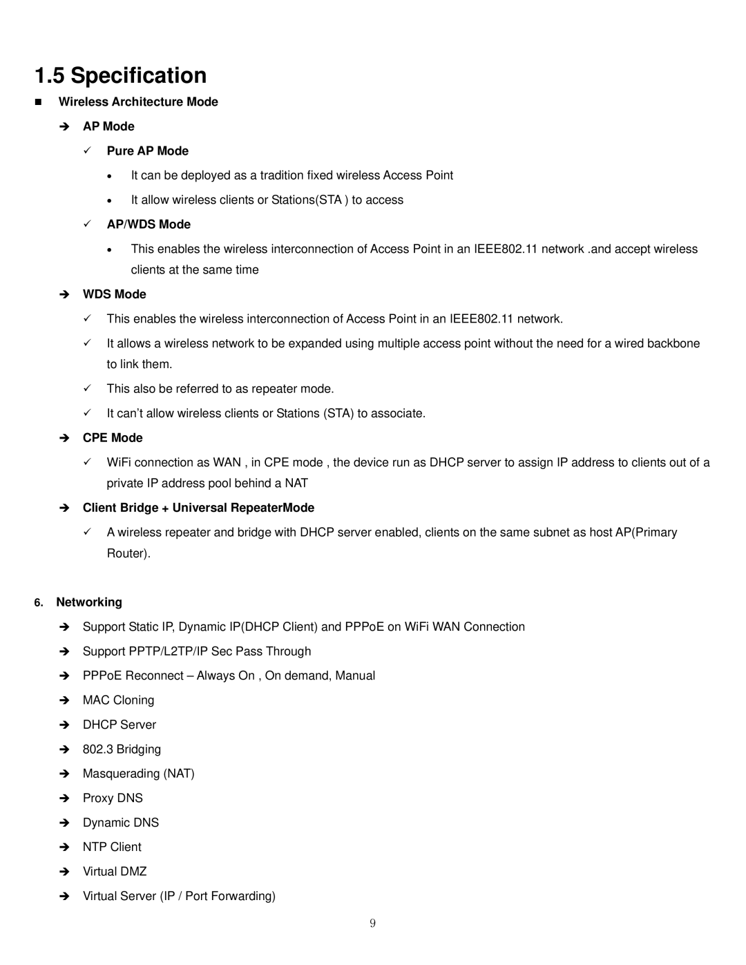 Airlink101 APO1010, APO1000 manual Specification 