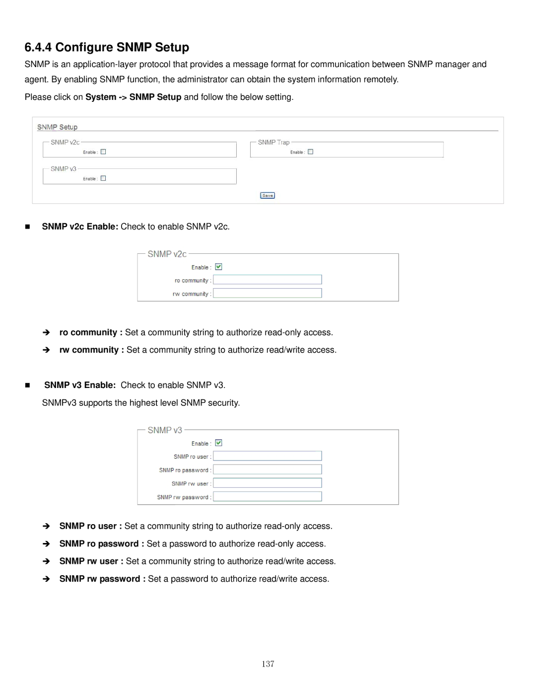 Airlink101 APO1010, APO1000 manual Configure Snmp Setup, 137 