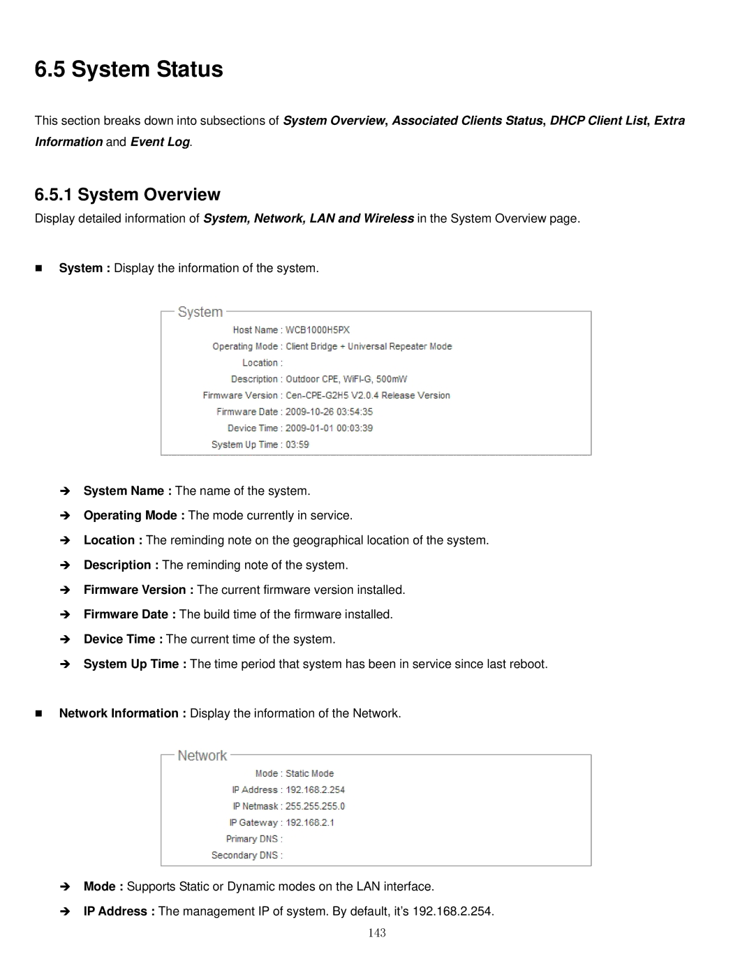 Airlink101 APO1010, APO1000 manual System Status, 143 