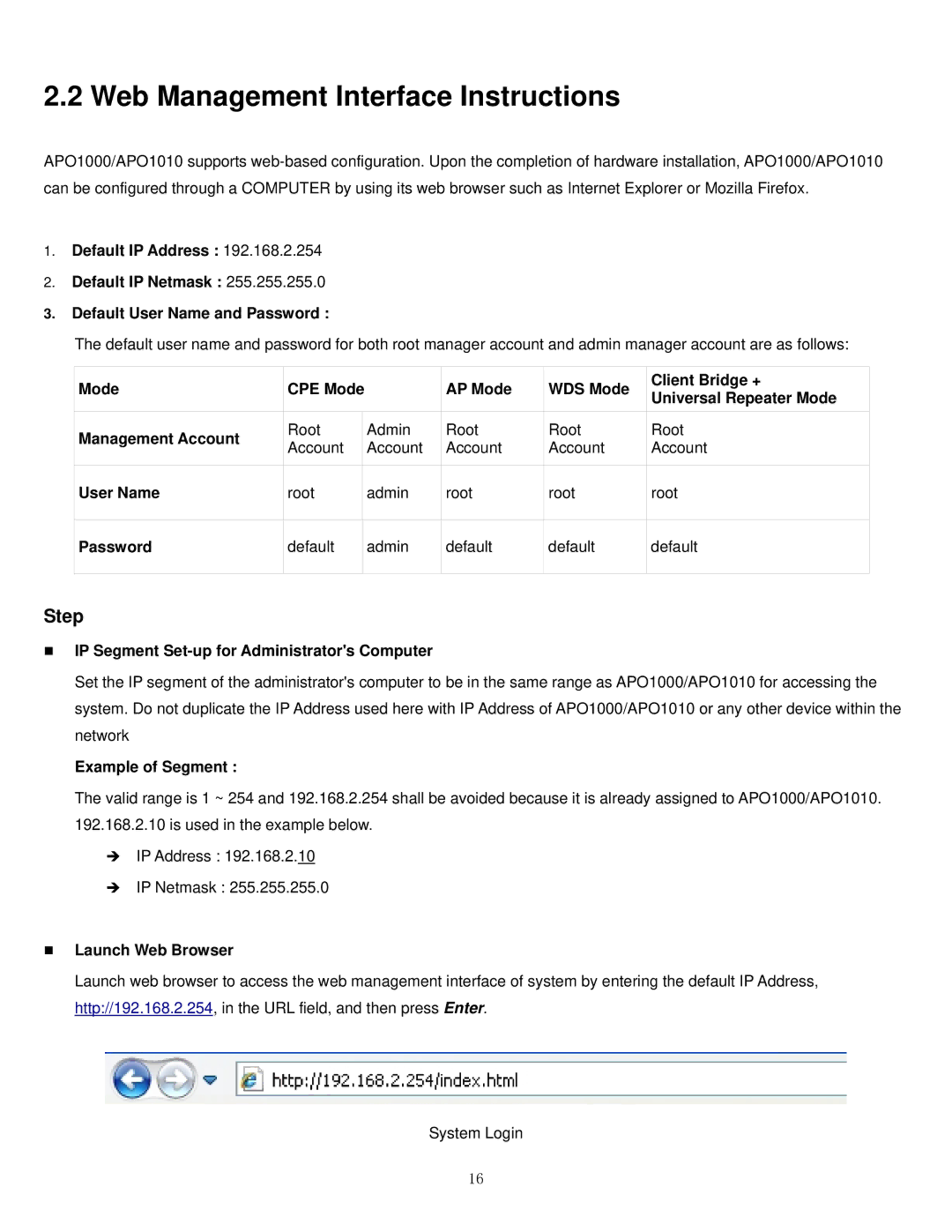 Airlink101 APO1000, APO1010 manual Web Management Interface Instructions 