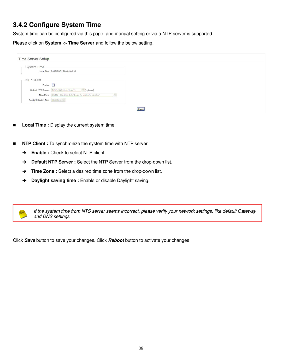 Airlink101 APO1000, APO1010 manual Configure System Time 