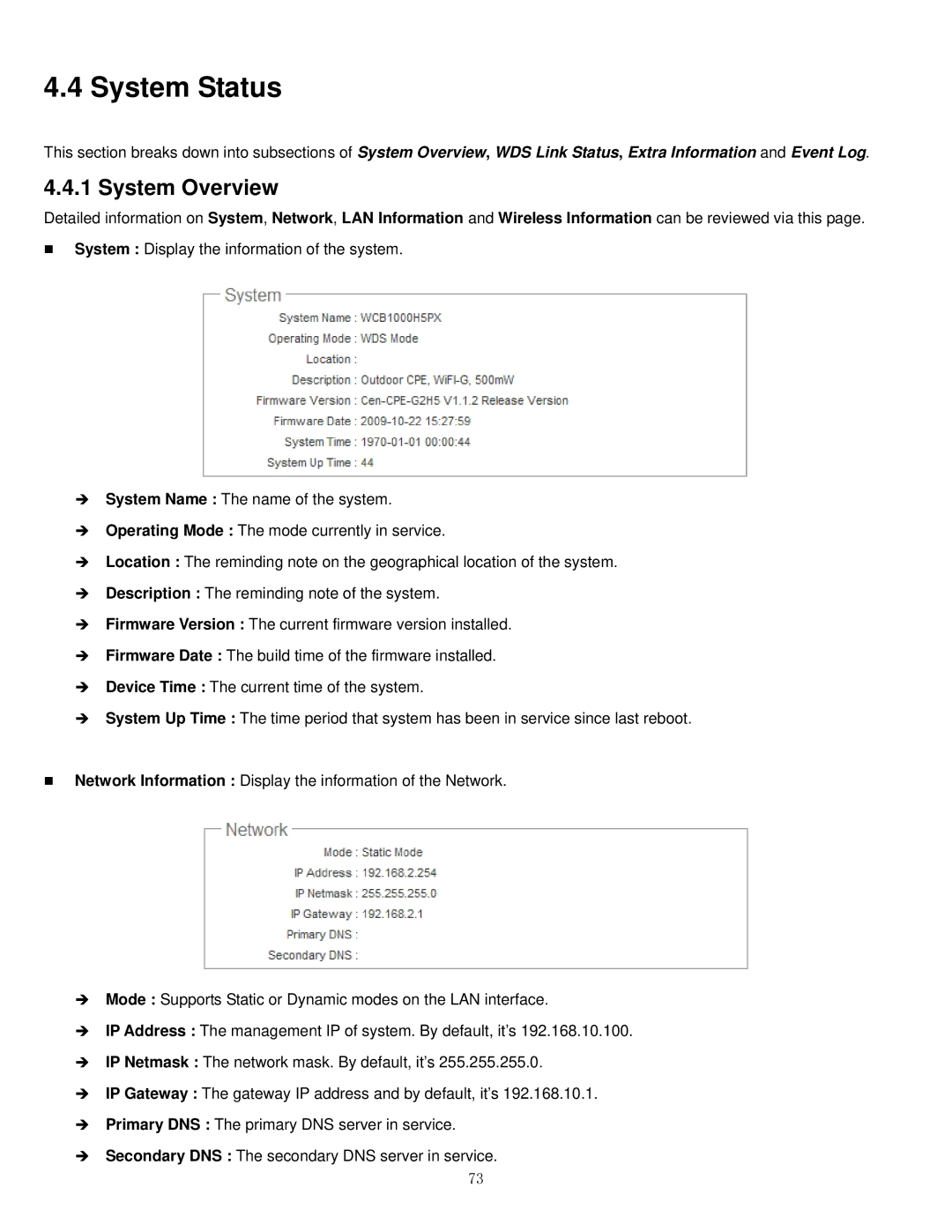 Airlink101 APO1010, APO1000 manual System Status 