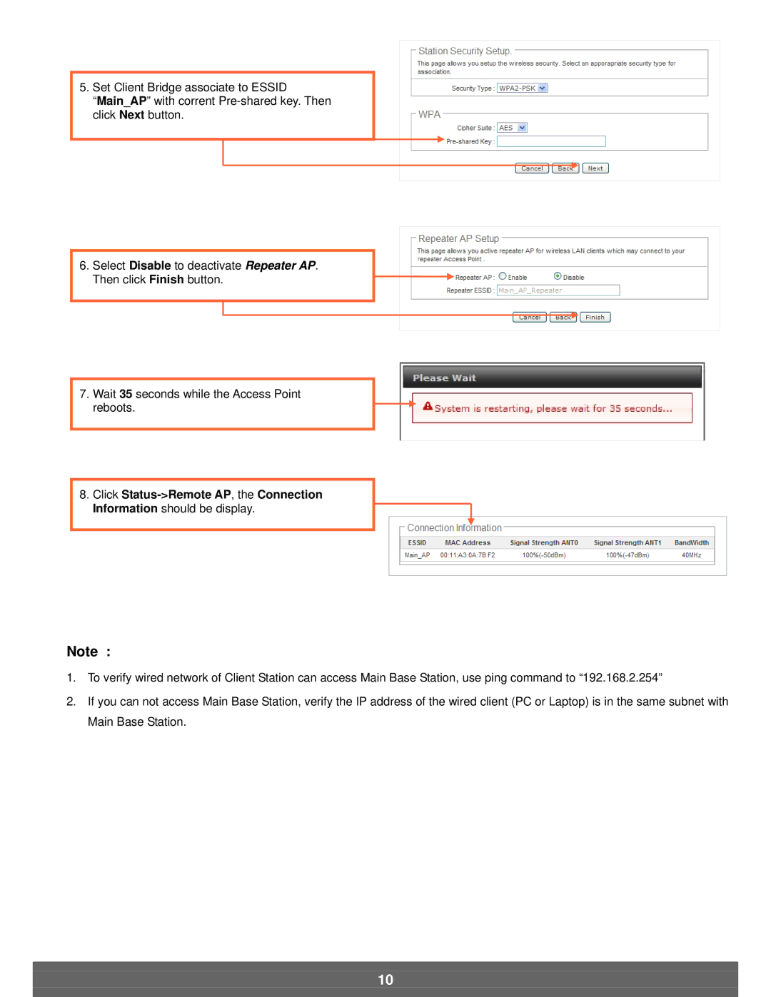 Airlink101 APO1200 manual Click Status-Remote AP, the Connection 