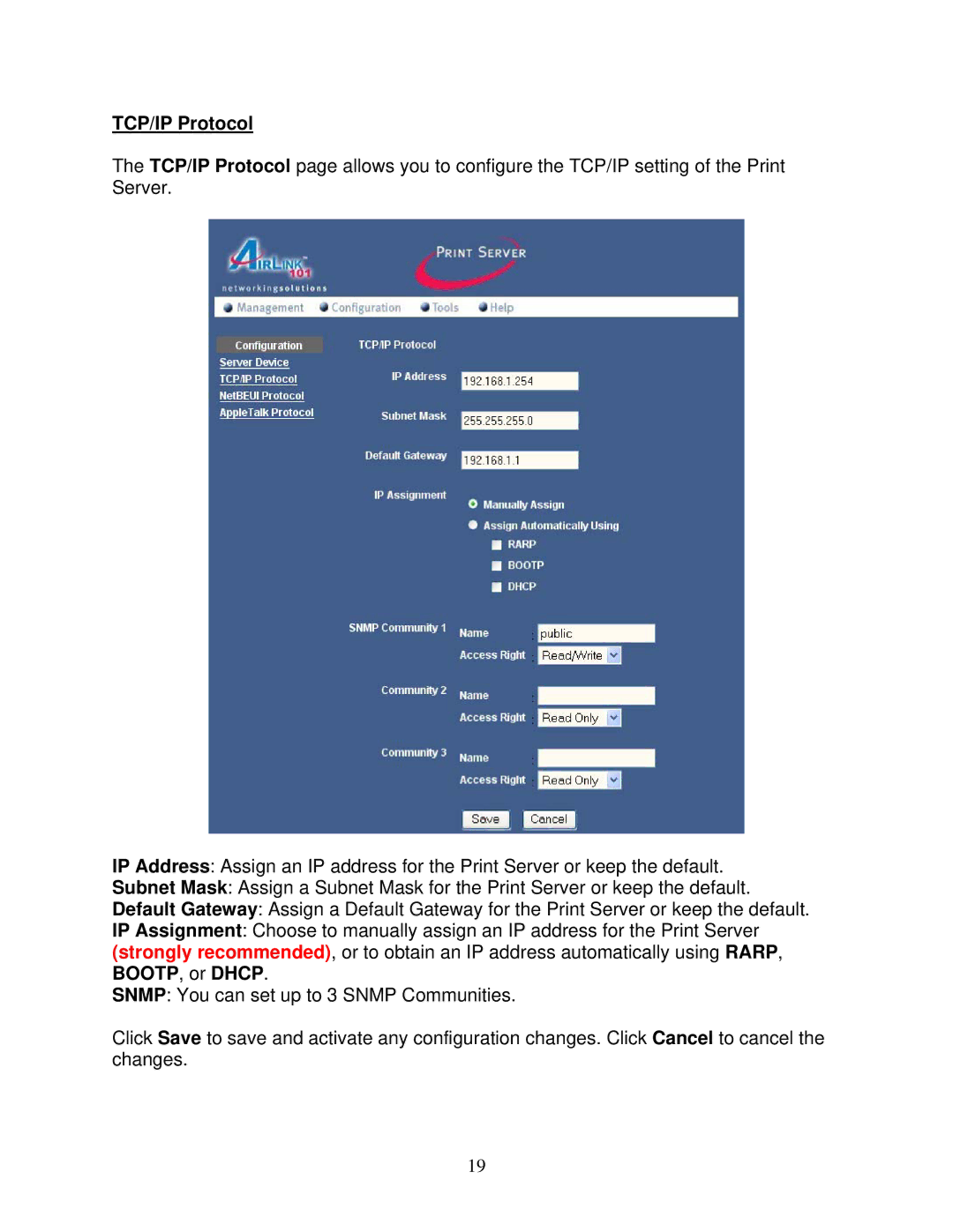 Airlink101 APSUSB2 manual TCP/IP Protocol 