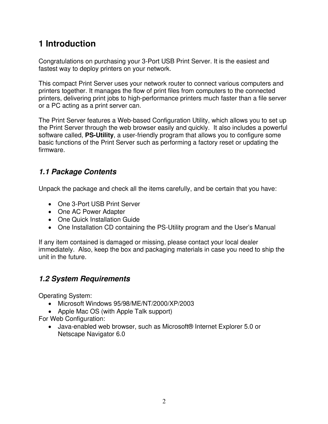 Airlink101 APSUSB2 manual Introduction, Package Contents, System Requirements 