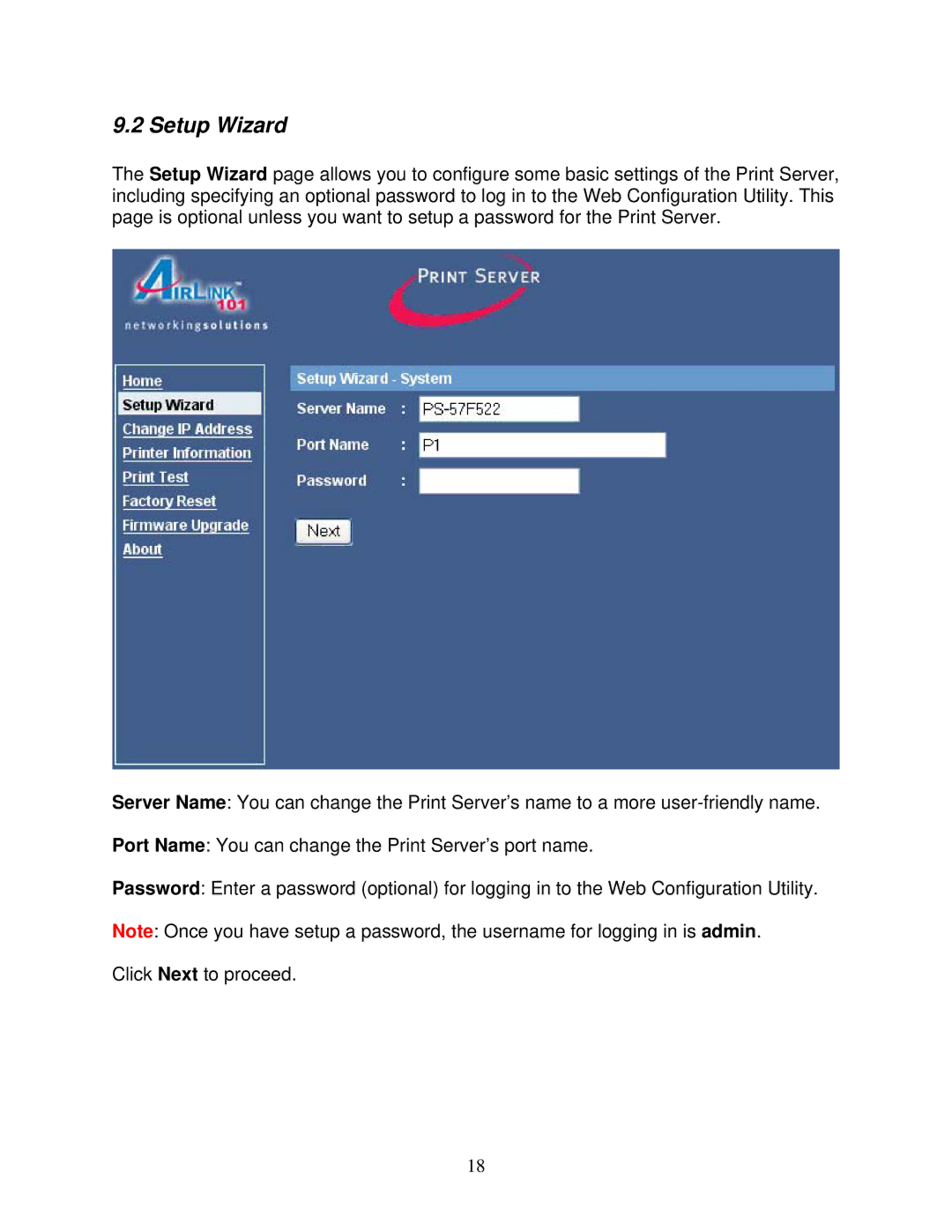 Airlink101 APSUSB211 user manual Setup Wizard 