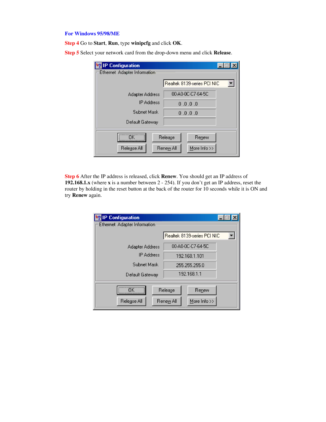 Airlink101 AR315W user manual For Windows 95/98/ME 