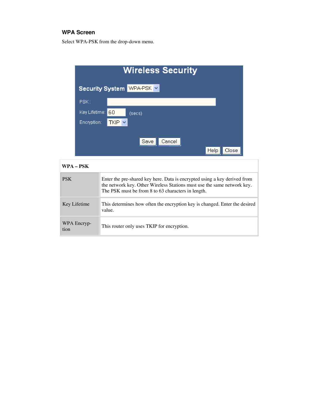 Airlink101 AR315W user manual WPA Screen, Wpa Psk 