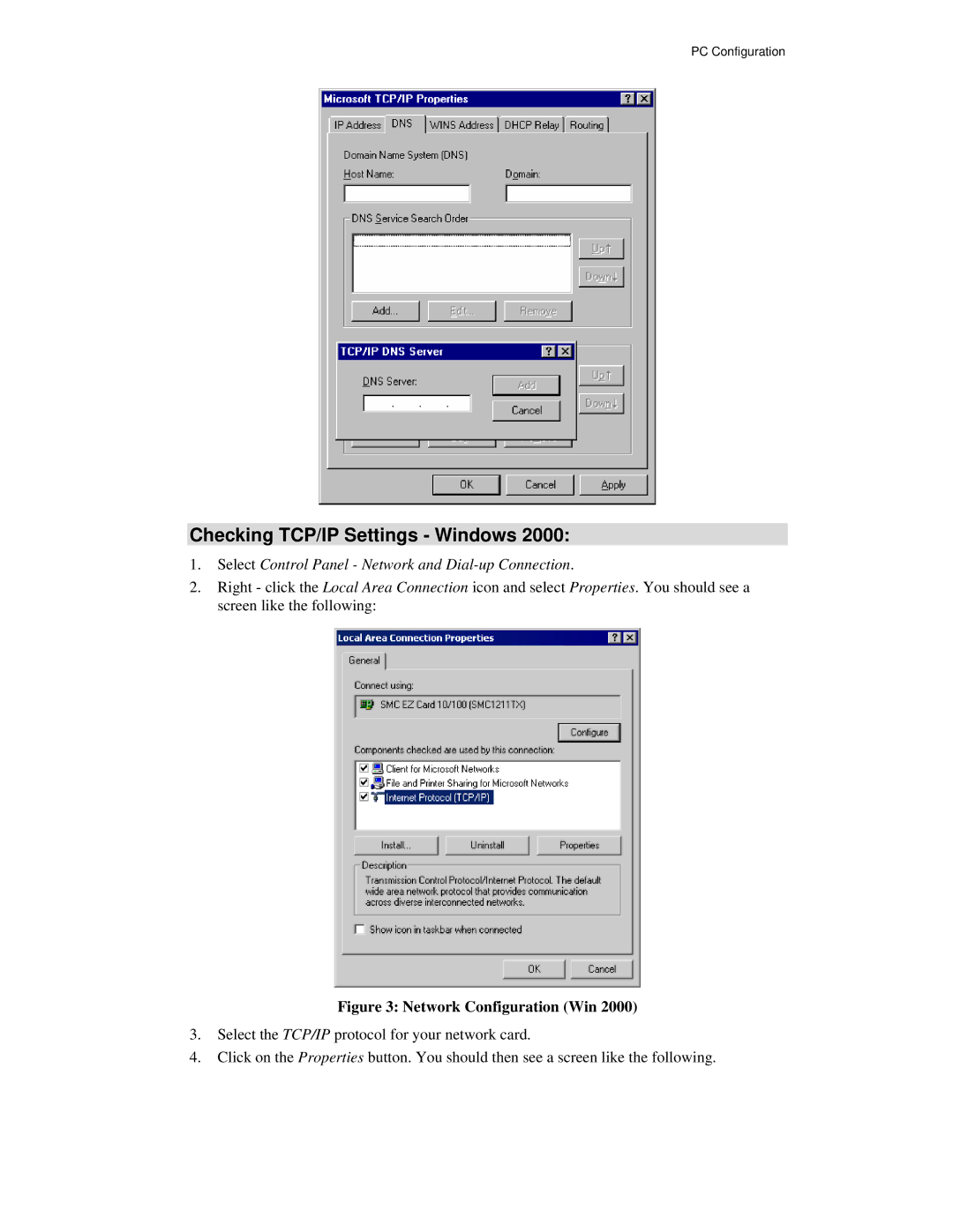 Airlink101 AR315W user manual Checking TCP/IP Settings Windows, Network Configuration Win 