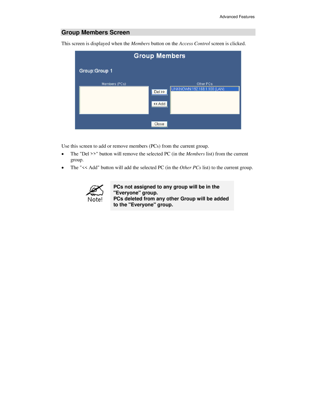 Airlink101 AR315W user manual Group Members Screen 