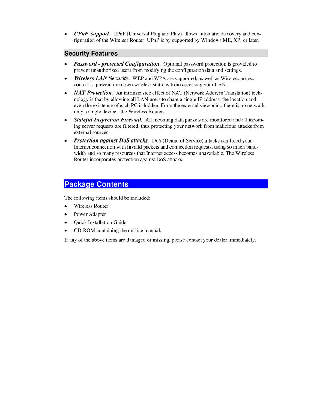 Airlink101 AR315W user manual Package Contents 