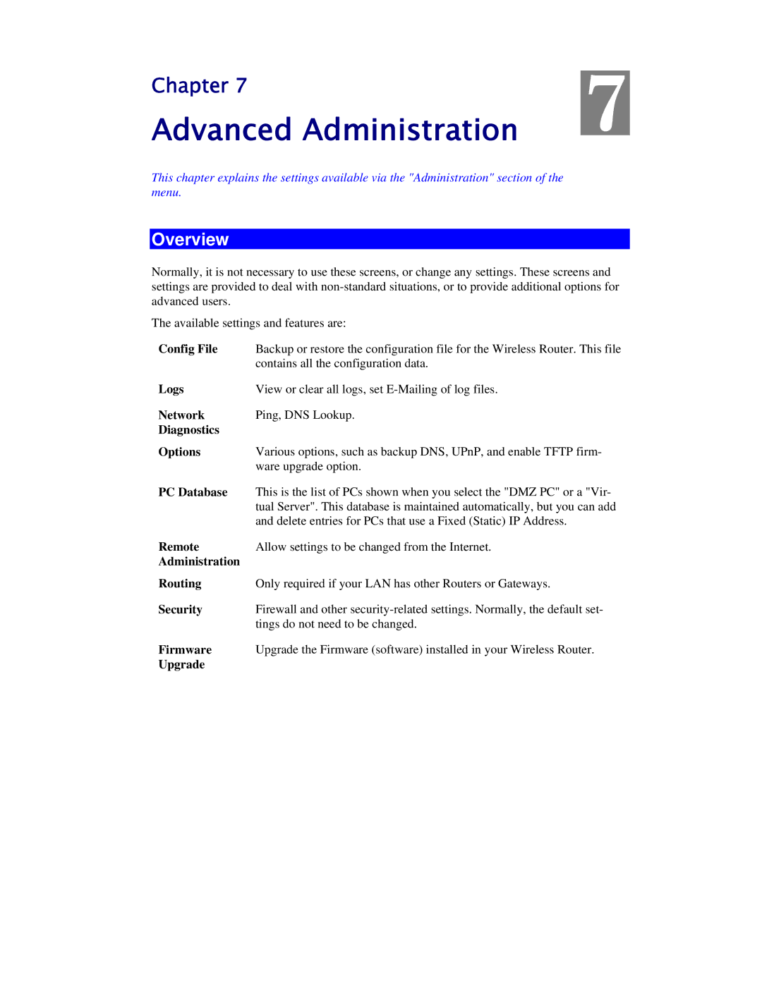 Airlink101 AR315W user manual Advanced Administration 